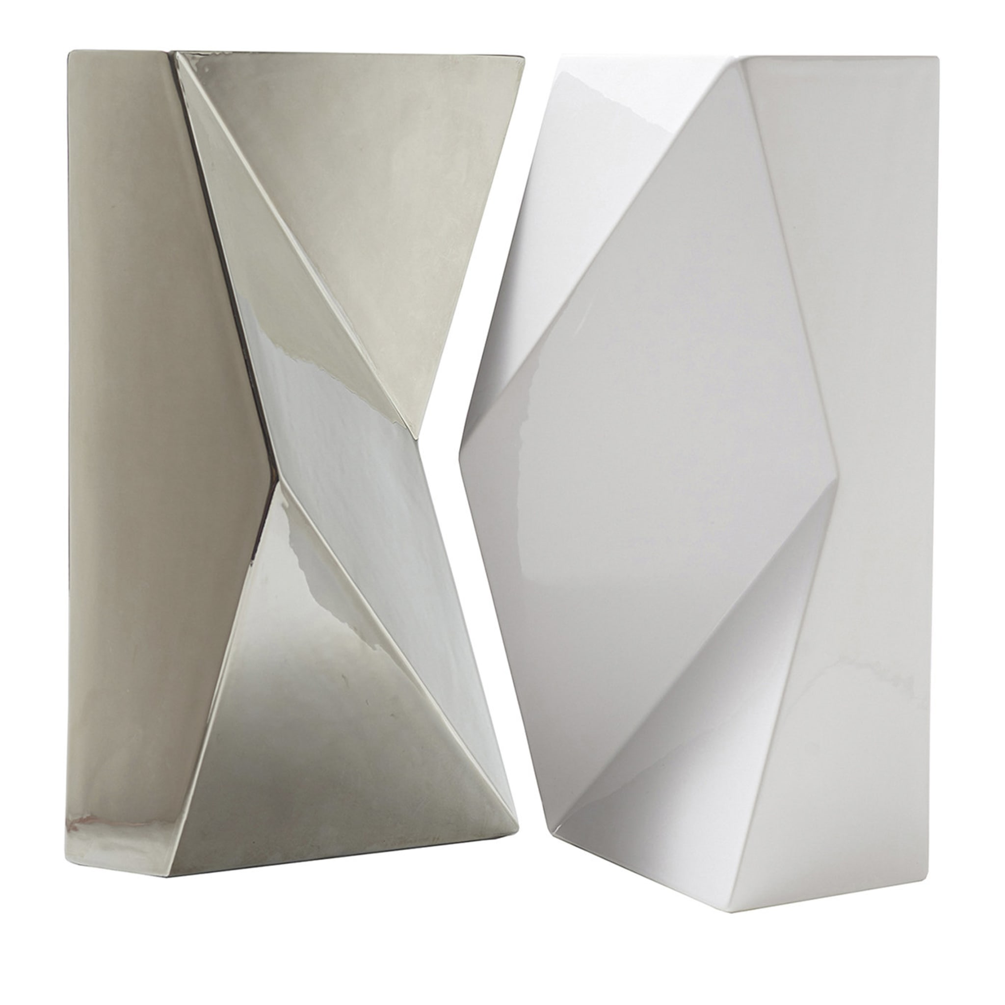 Verso Set of 2 Platinum and White Vases by Antonio Saporito - Main view