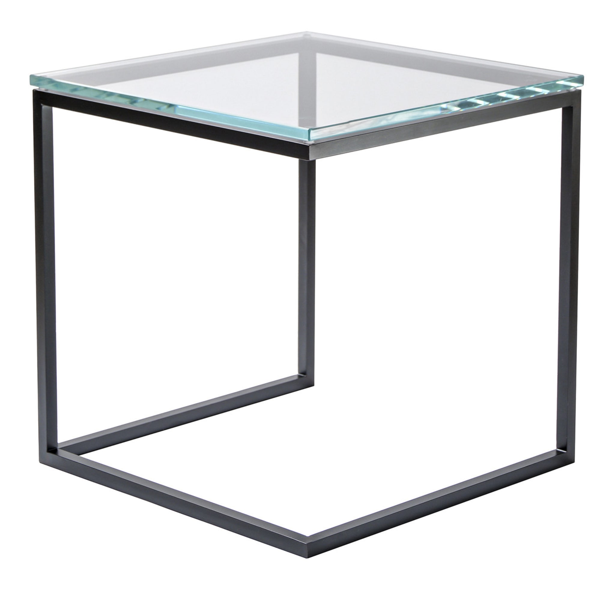 Esopo Cubic Side Table in Iron and Glass by Antonio Saporito - Main view