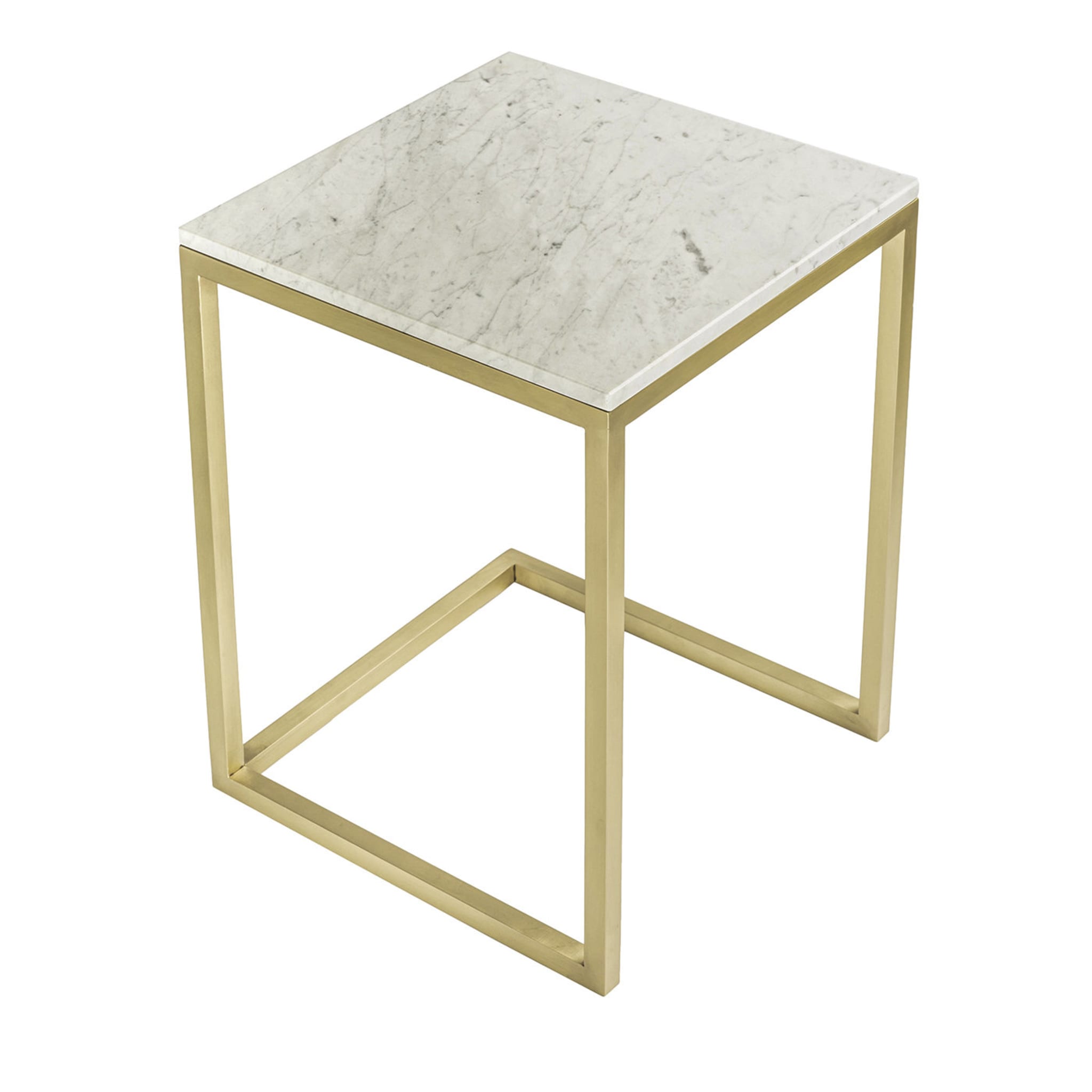Esopo Brass and White Marble Side Table by Antonio Saporito - Main view