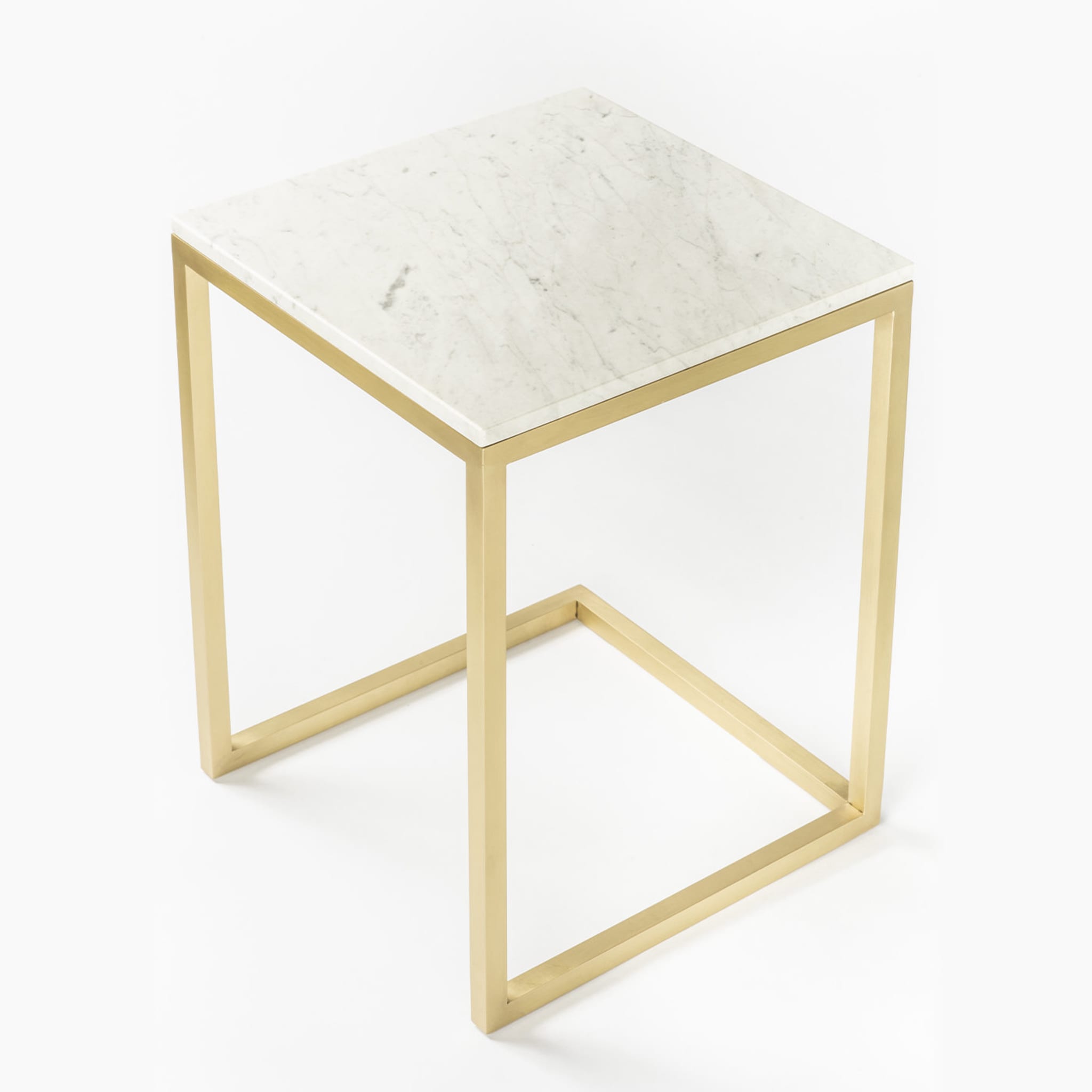 Esopo Brass and White Marble Side Table by Antonio Saporito - Alternative view 1