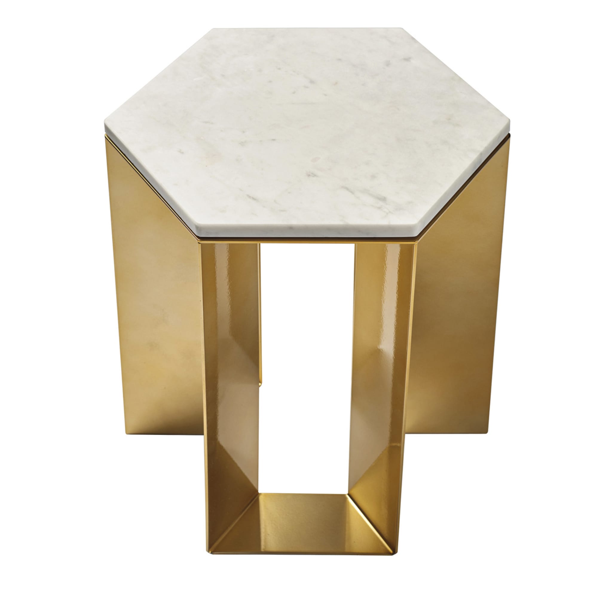 Tavolino Alato in oro e marmo bianco di Antonio Saporito - Vista principale