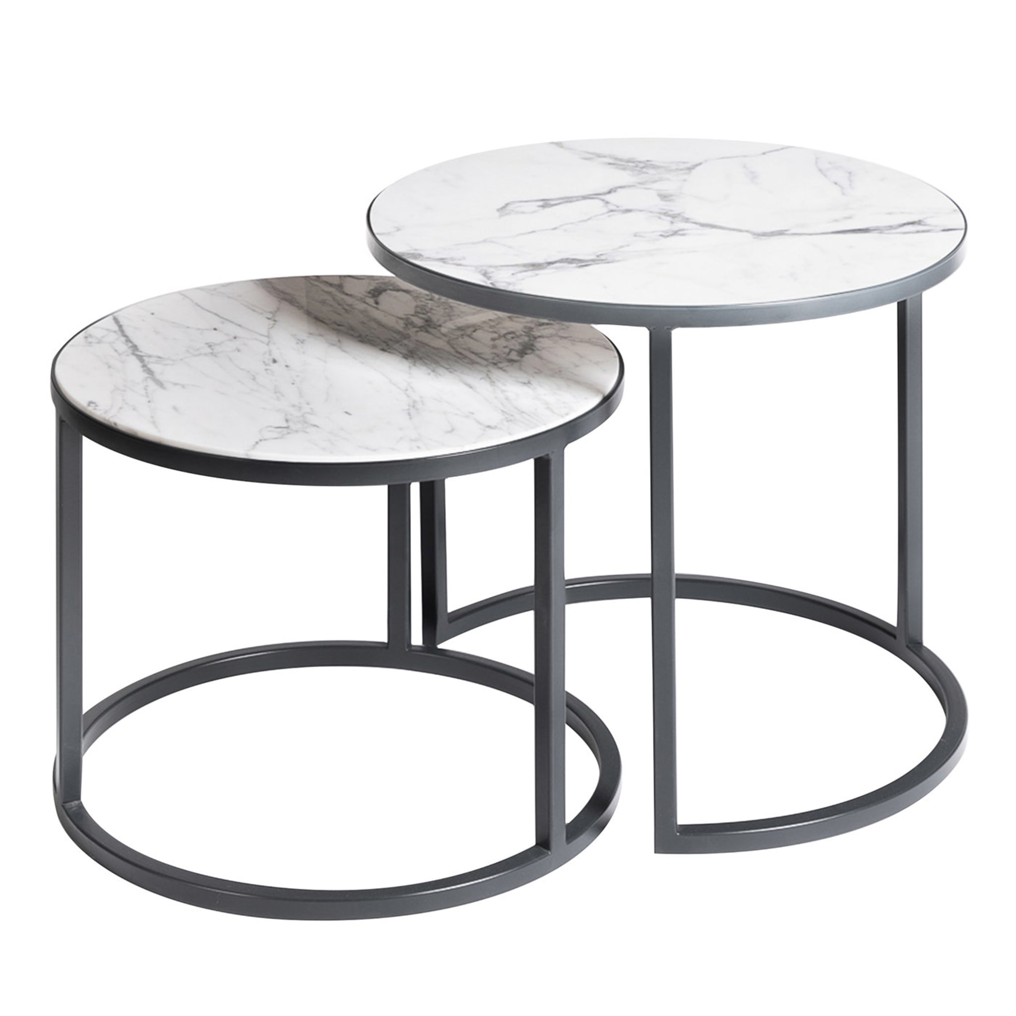 Alicudi and Filicudi Set of 2 Carrara Round Coffee Tables  - Main view