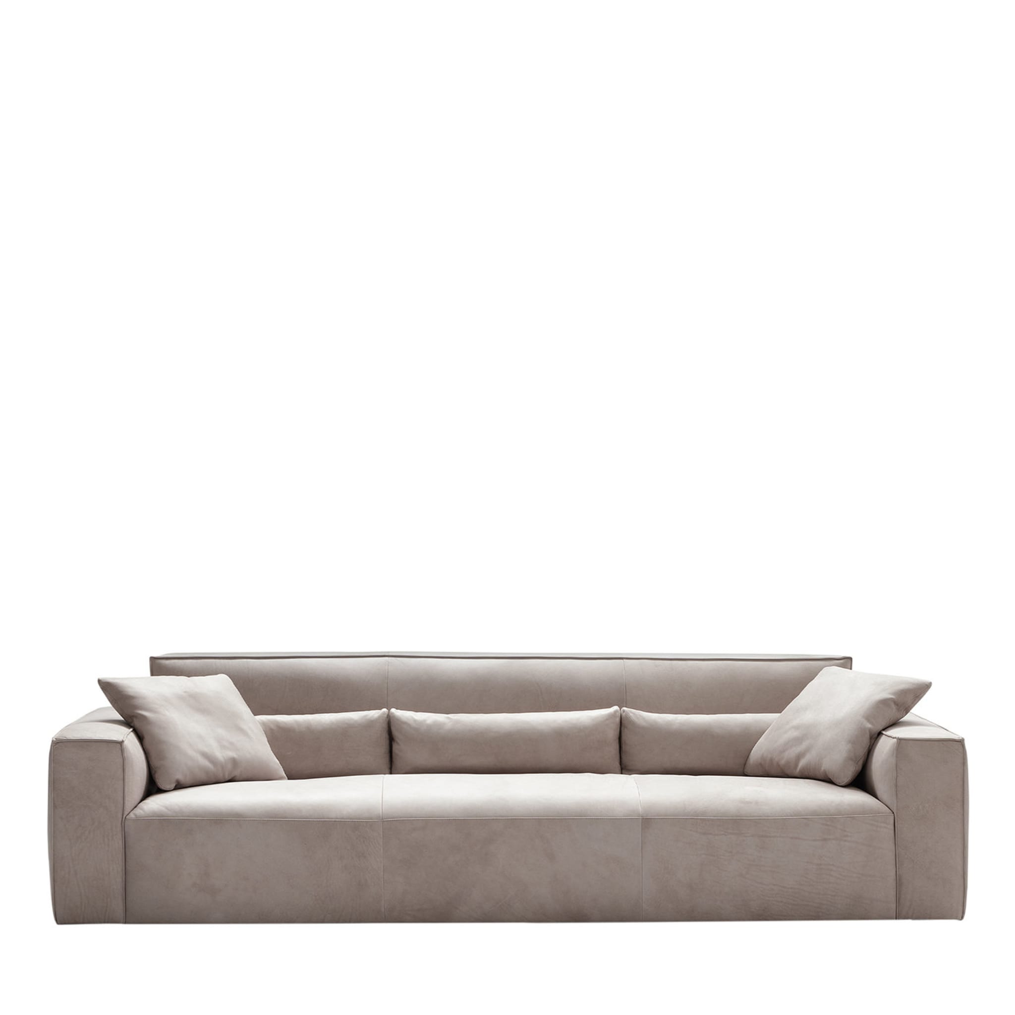 Santamonica Gray Leather 3-Seater Sofa - Main view