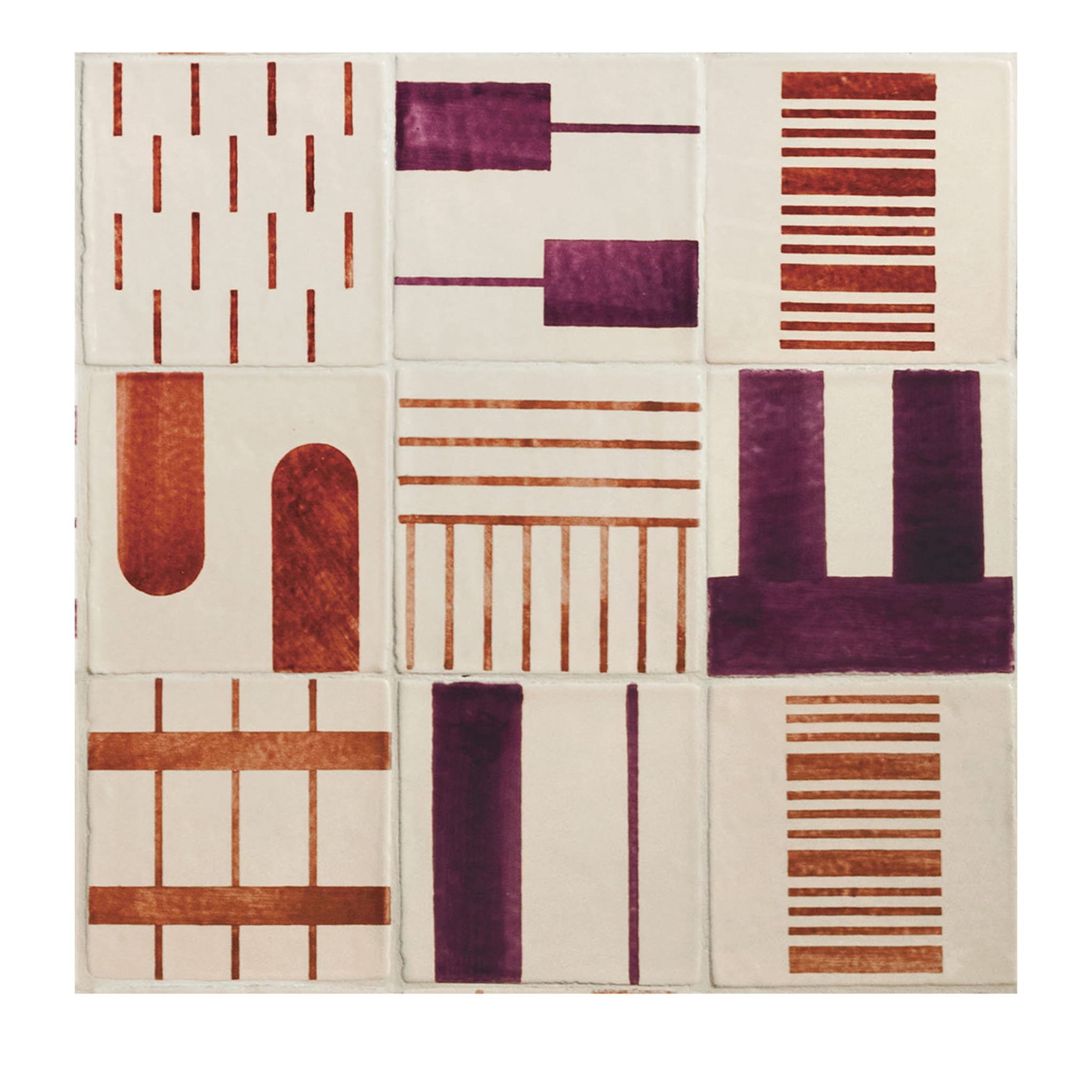Alfabeto Set of 44 White and Purple Tiles by Margherita Rui - Main view