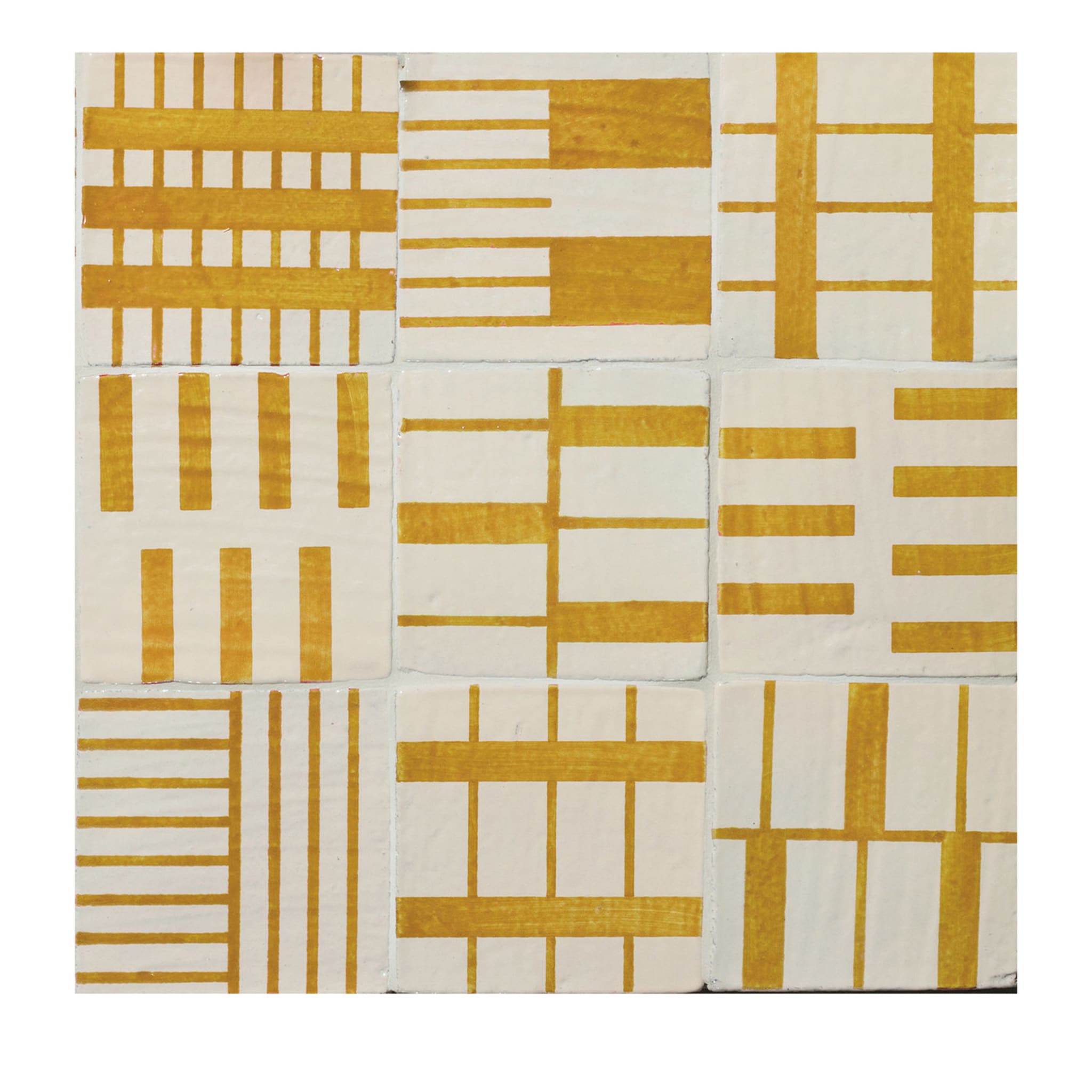 Alfabeto Set of 44 White and Yellow Tiles by Margherita Rui - Main view