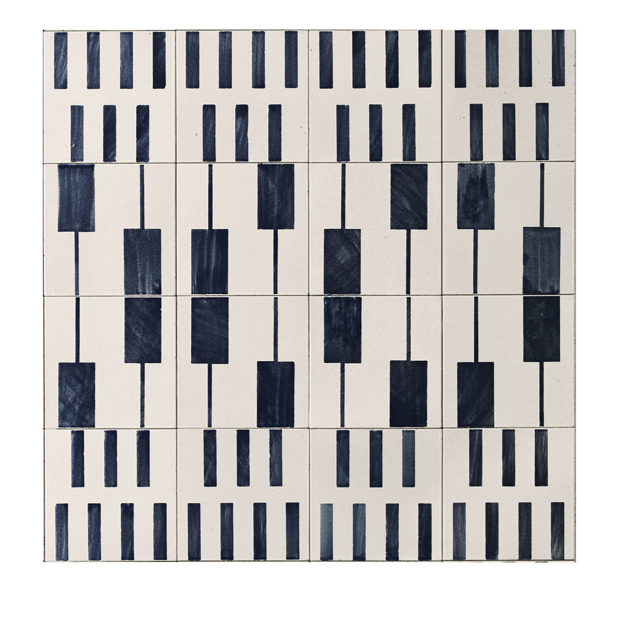 Alfabeto Set of 44 White and Blue Tiles by Margherita Rui - Main view