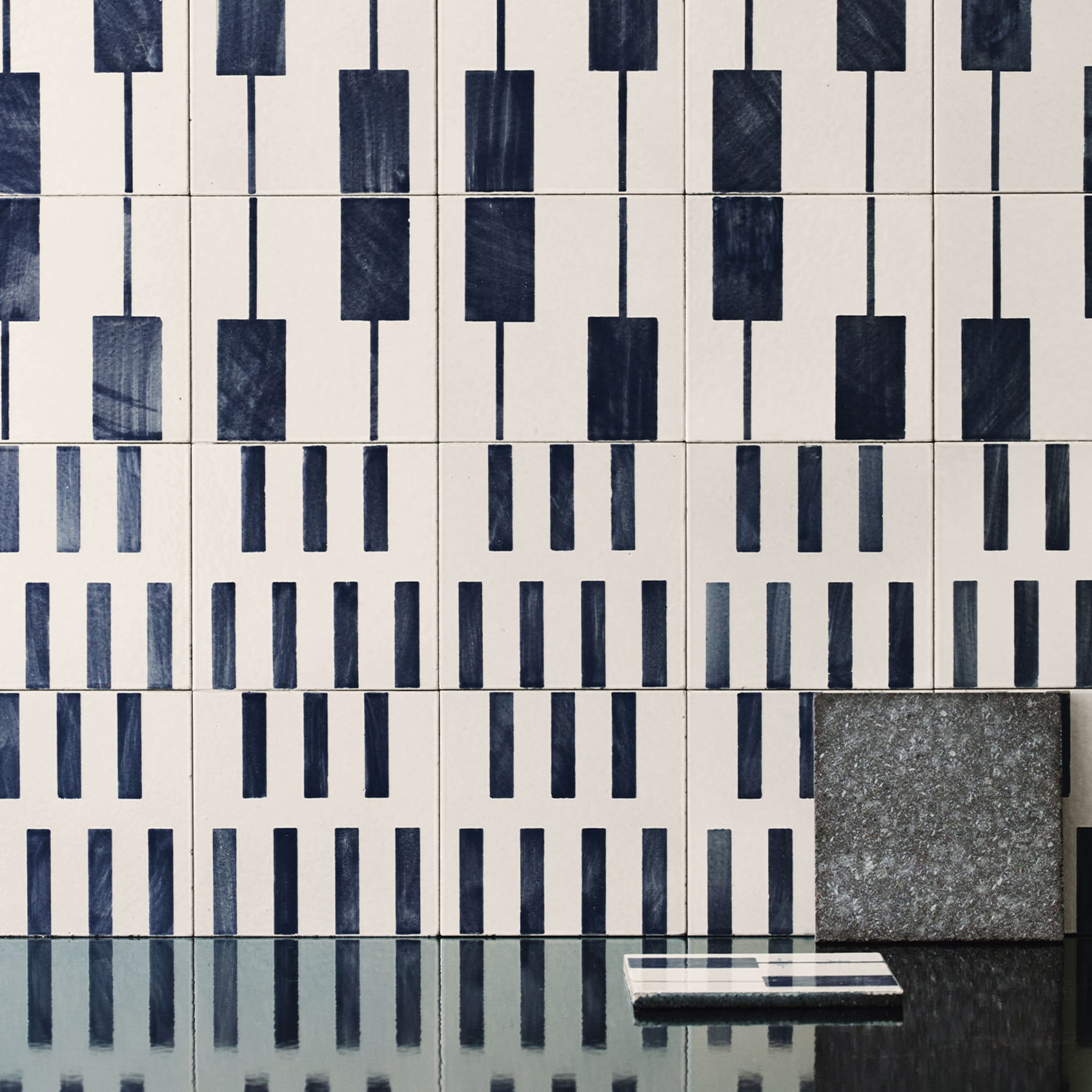 Alfabeto Set of 44 White and Blue Tiles by Margherita Rui - Alternative view 3