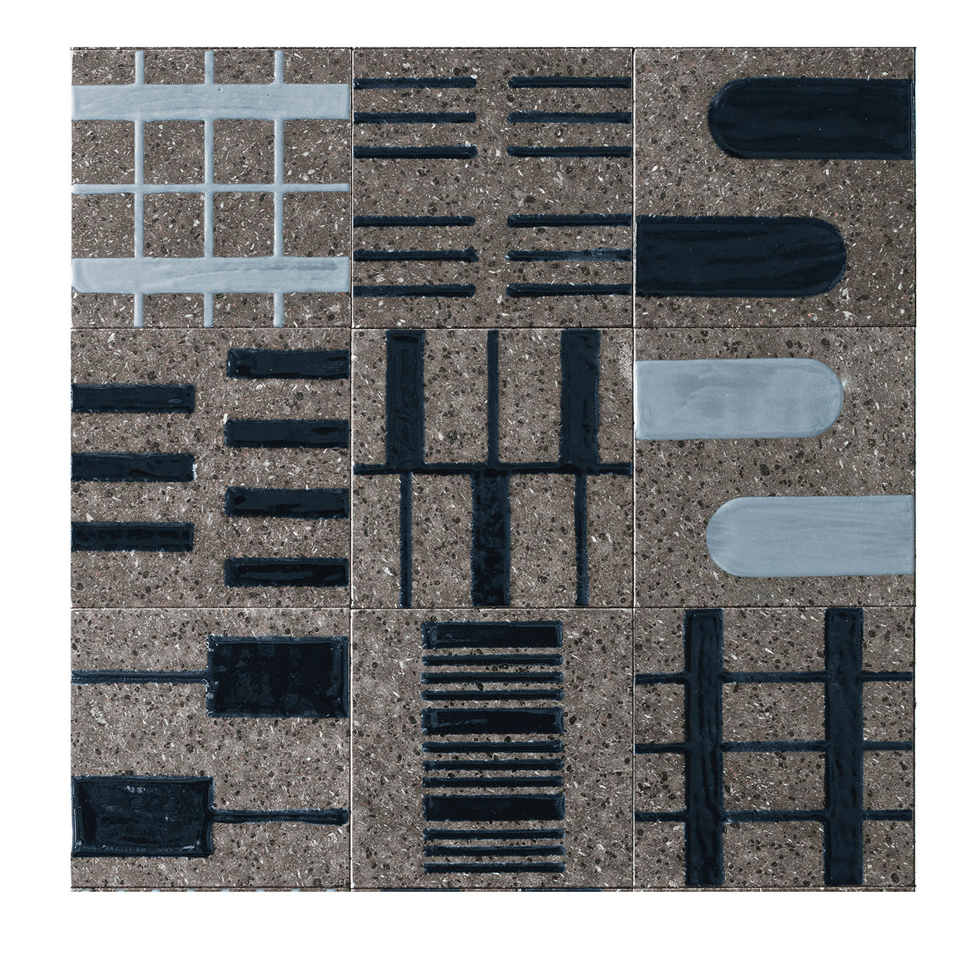 Alfabeto Set of 44 Blue and Gray Tiles by Margherita Rui - Ninefifty