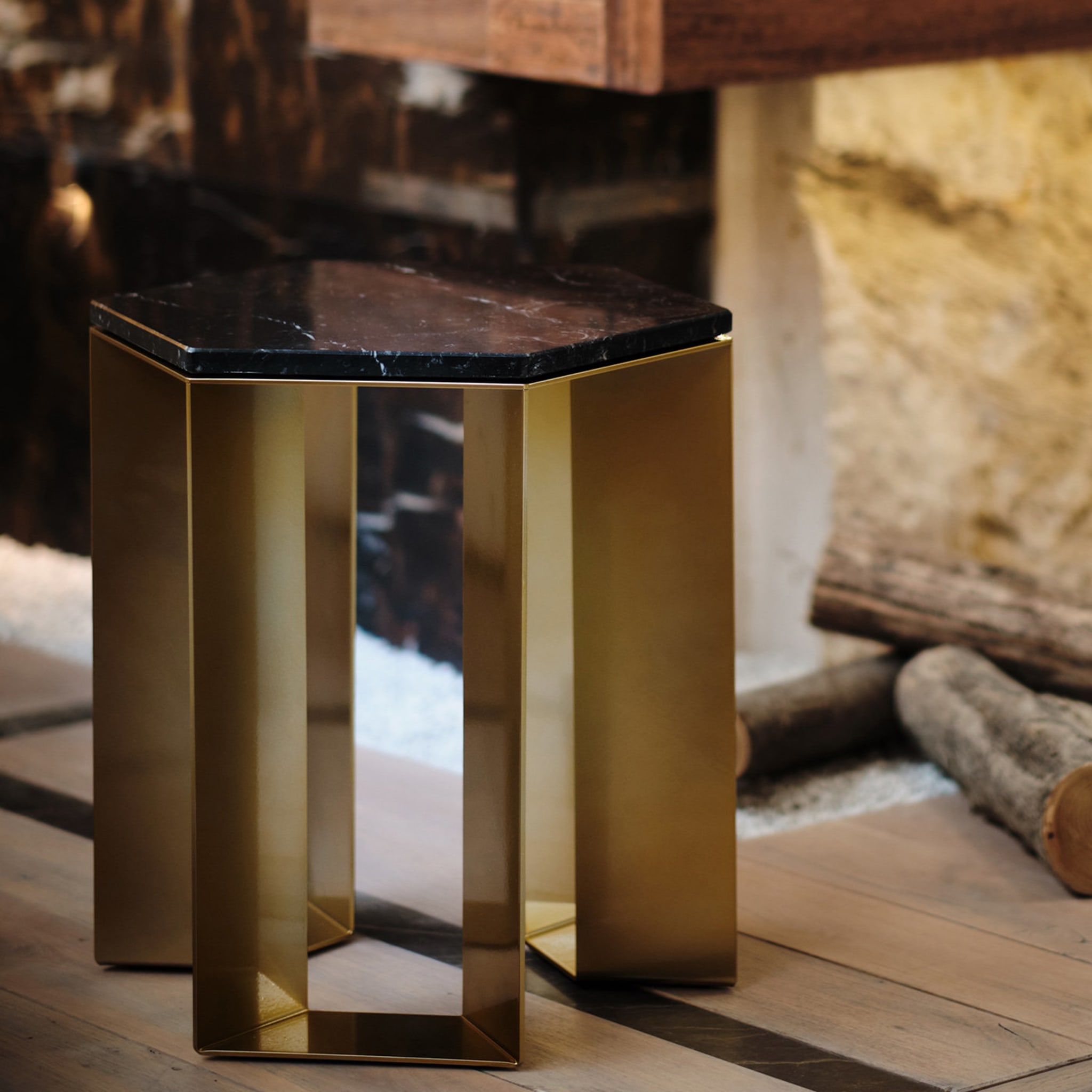 Alato Black and Gold Side Table by Antonio Saporito - Alternative view 4