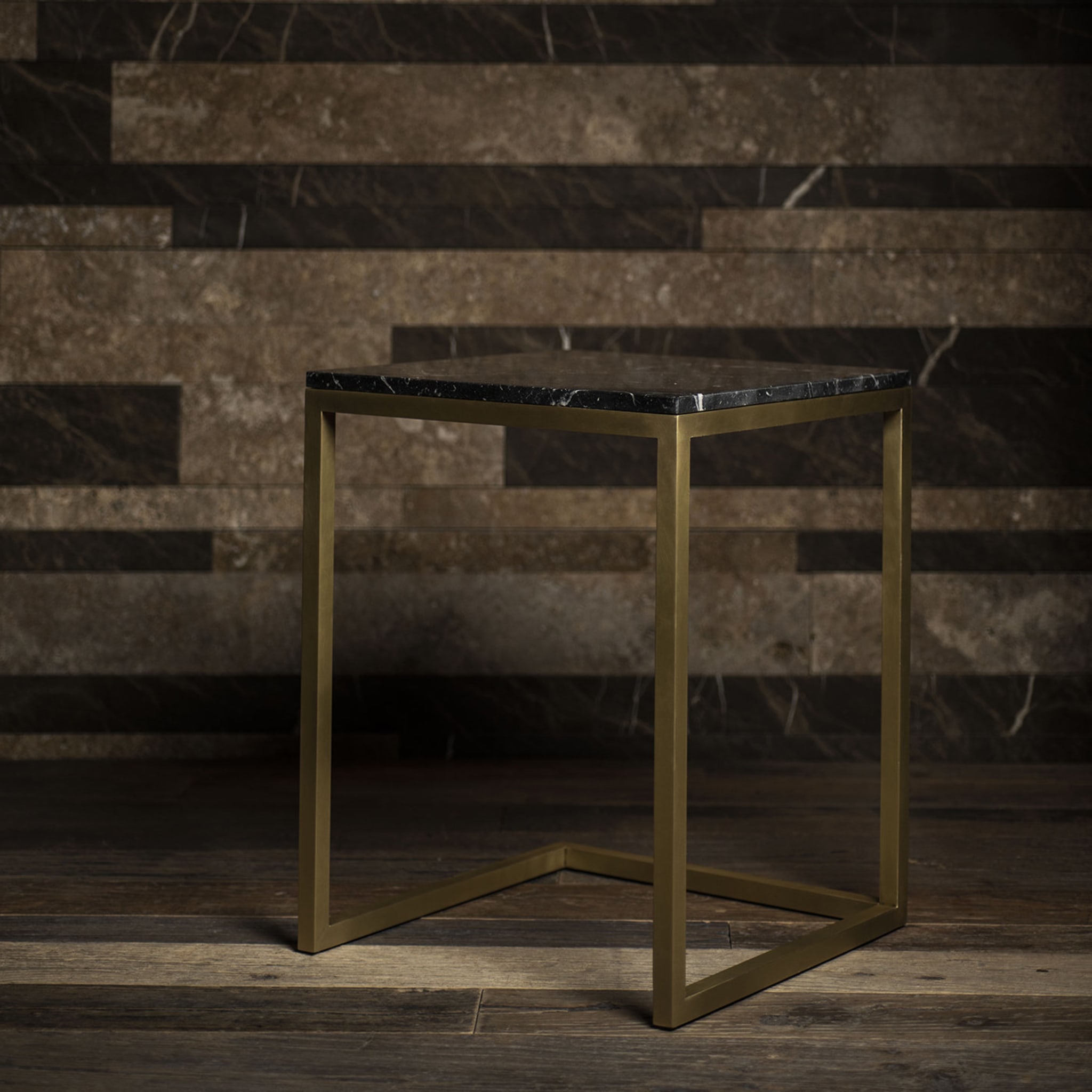 Esopo Brass and Black Marble Side Table by Antonio Saporito - Alternative view 2
