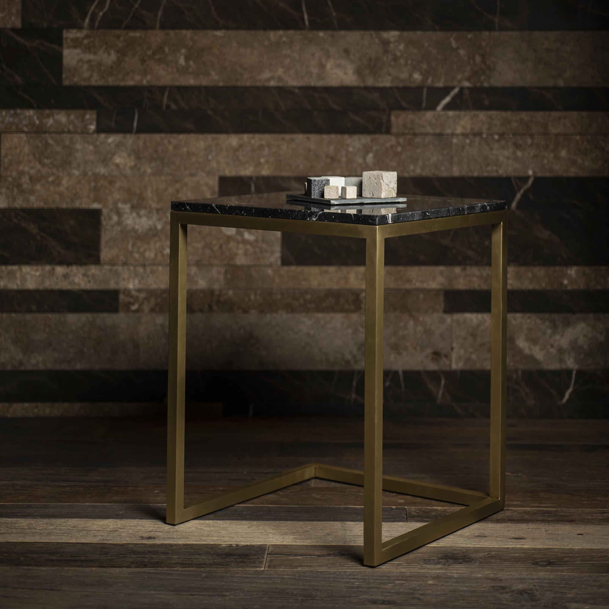 Esopo Brass and Black Marble Side Table by Antonio Saporito - Alternative view 3