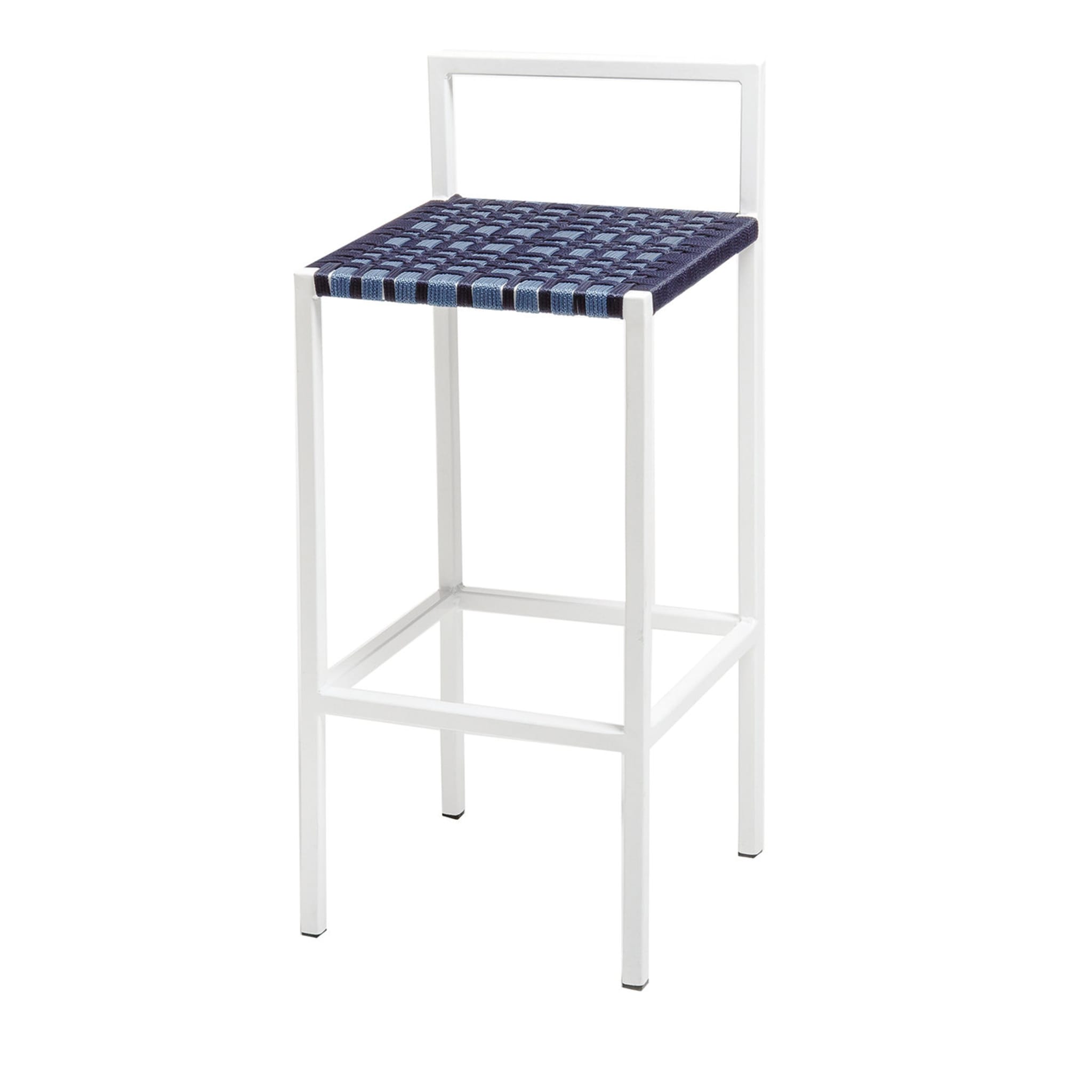Aldo White/Blue Stool with Low Backrest - Main view