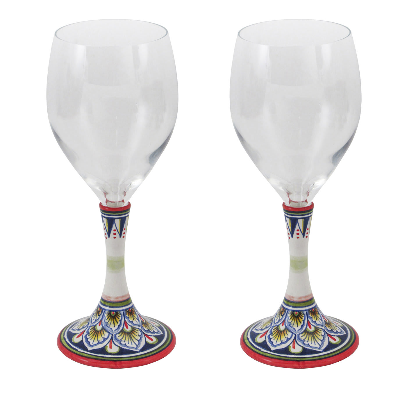 Set of 2 Medium Floral Wine Glasses #1 - Sambuco