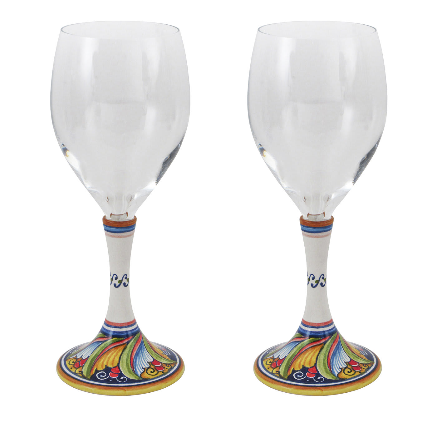Set of 2 Medium Floral Wine Glasses #2 - Sambuco