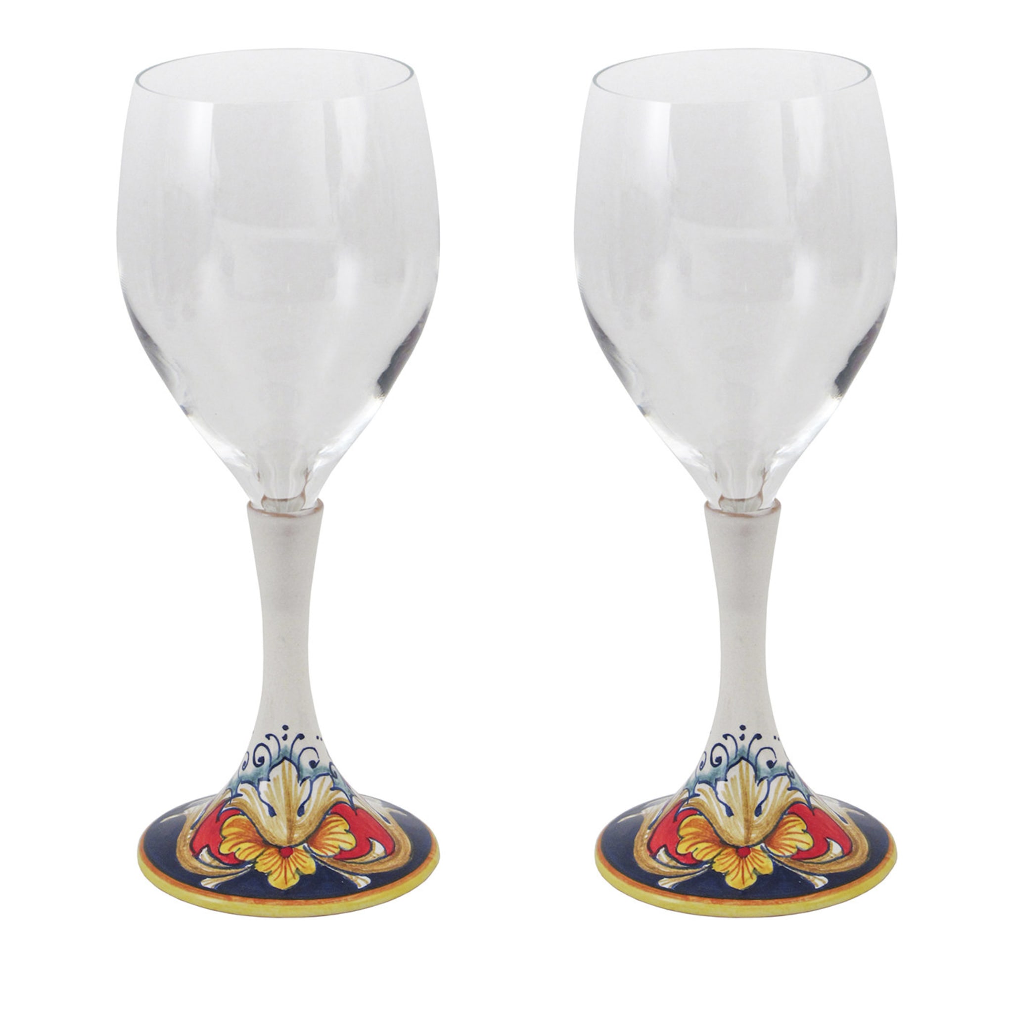 Set of 2 Medium Floral Wine Glasses #4 - Main view