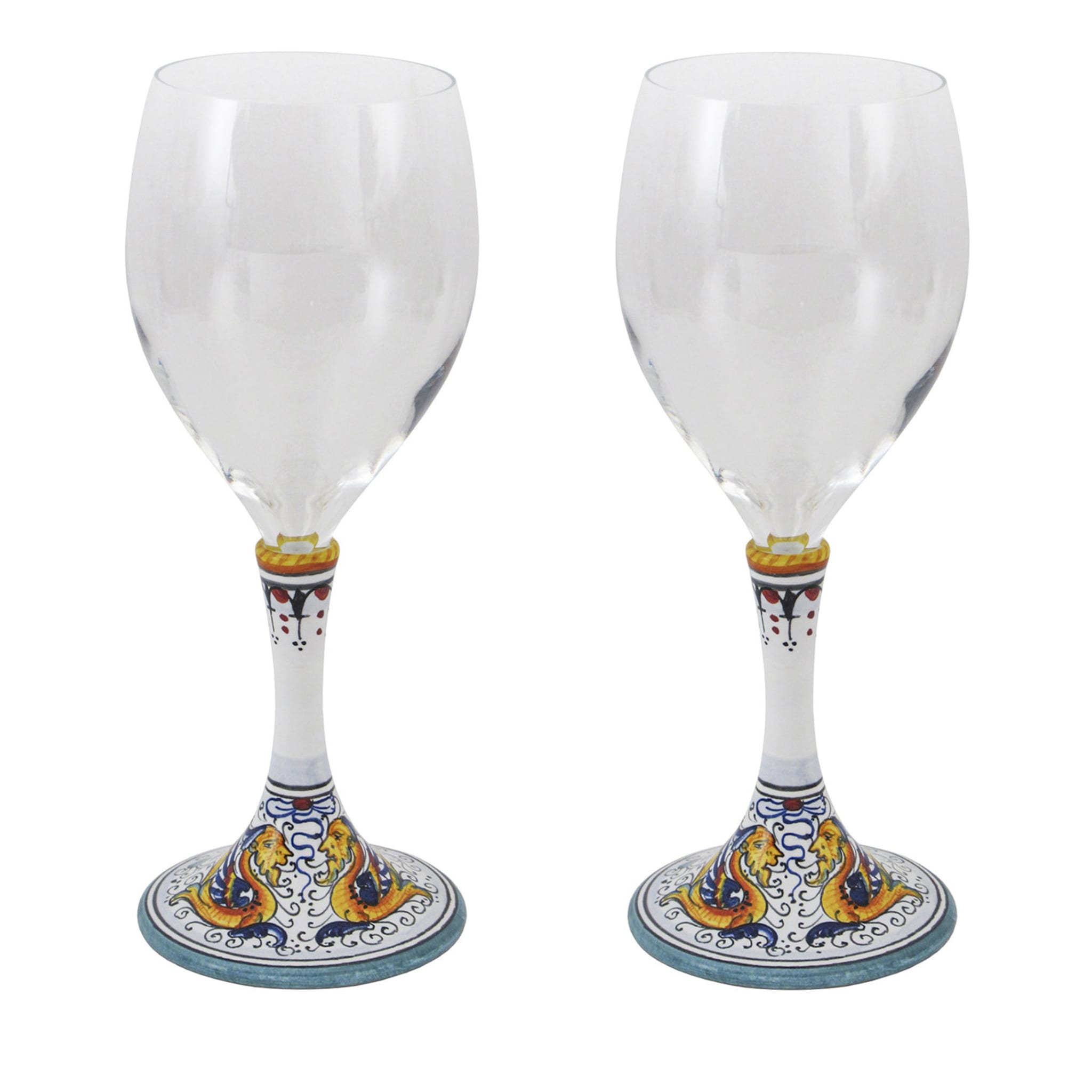 Set of 2 Medium Raffaellesco Floral Wine Glasses - Main view