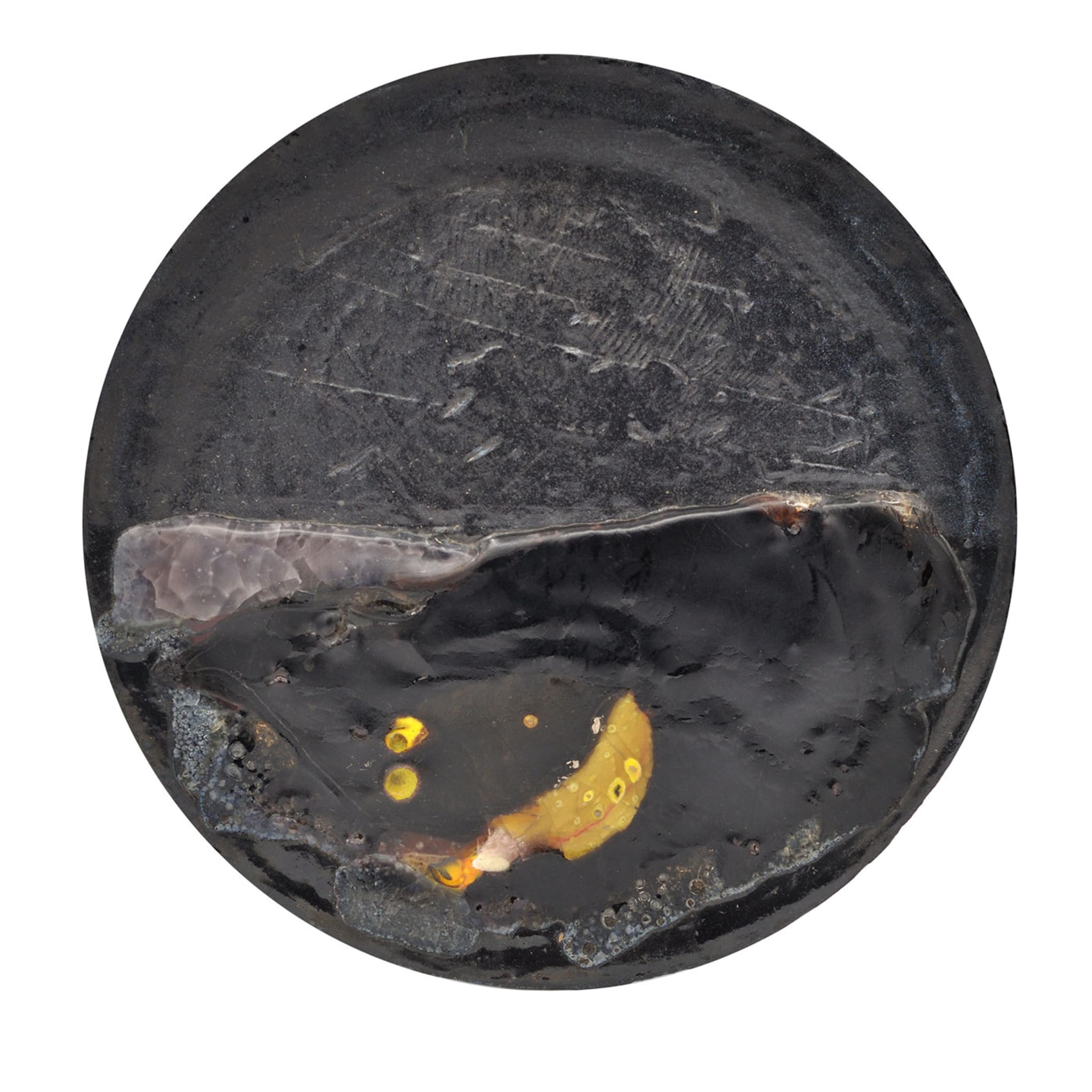 P11Sm Round Black and Yellow Decorative Plate - Main view
