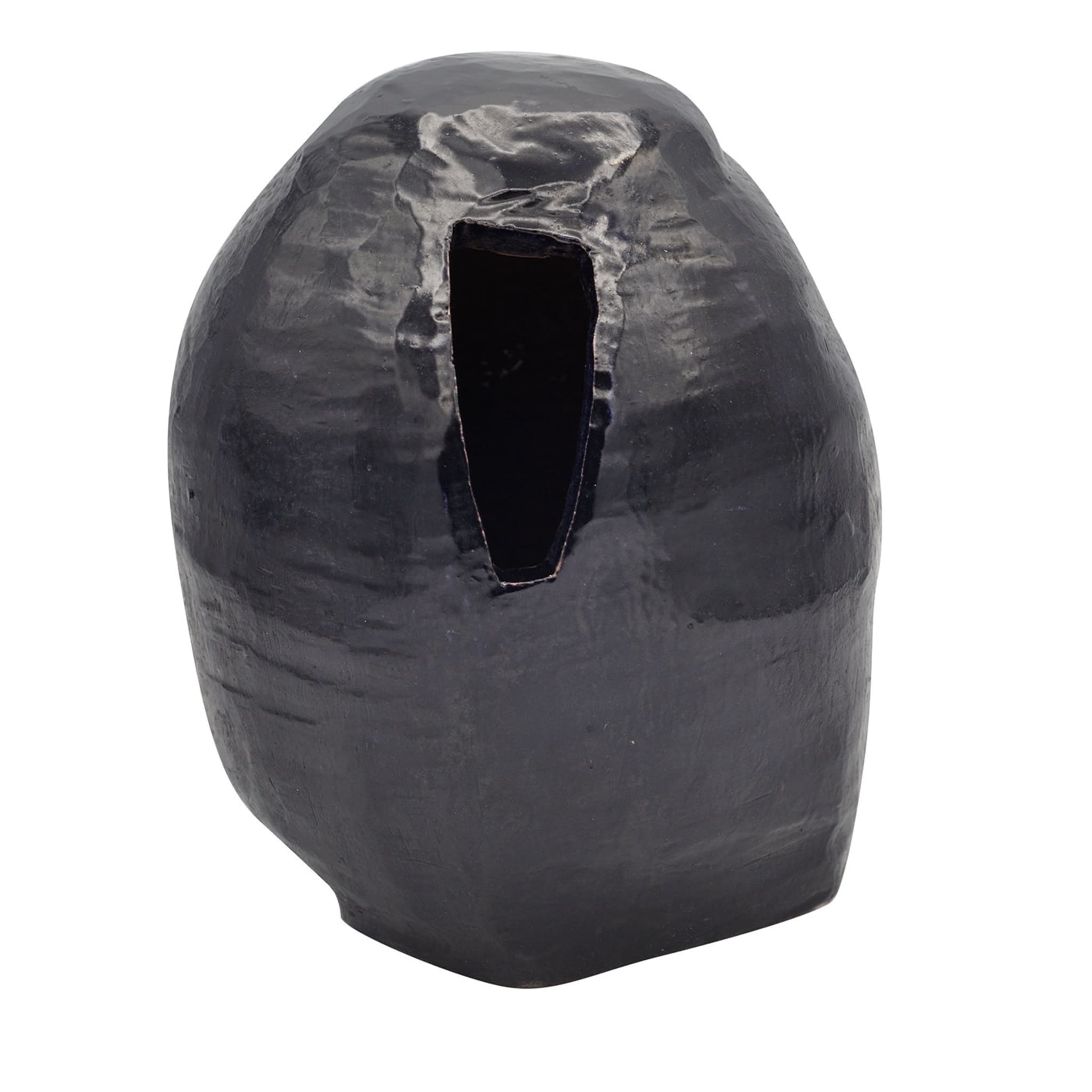 Trapezförmige schwarze Vase - Hauptansicht