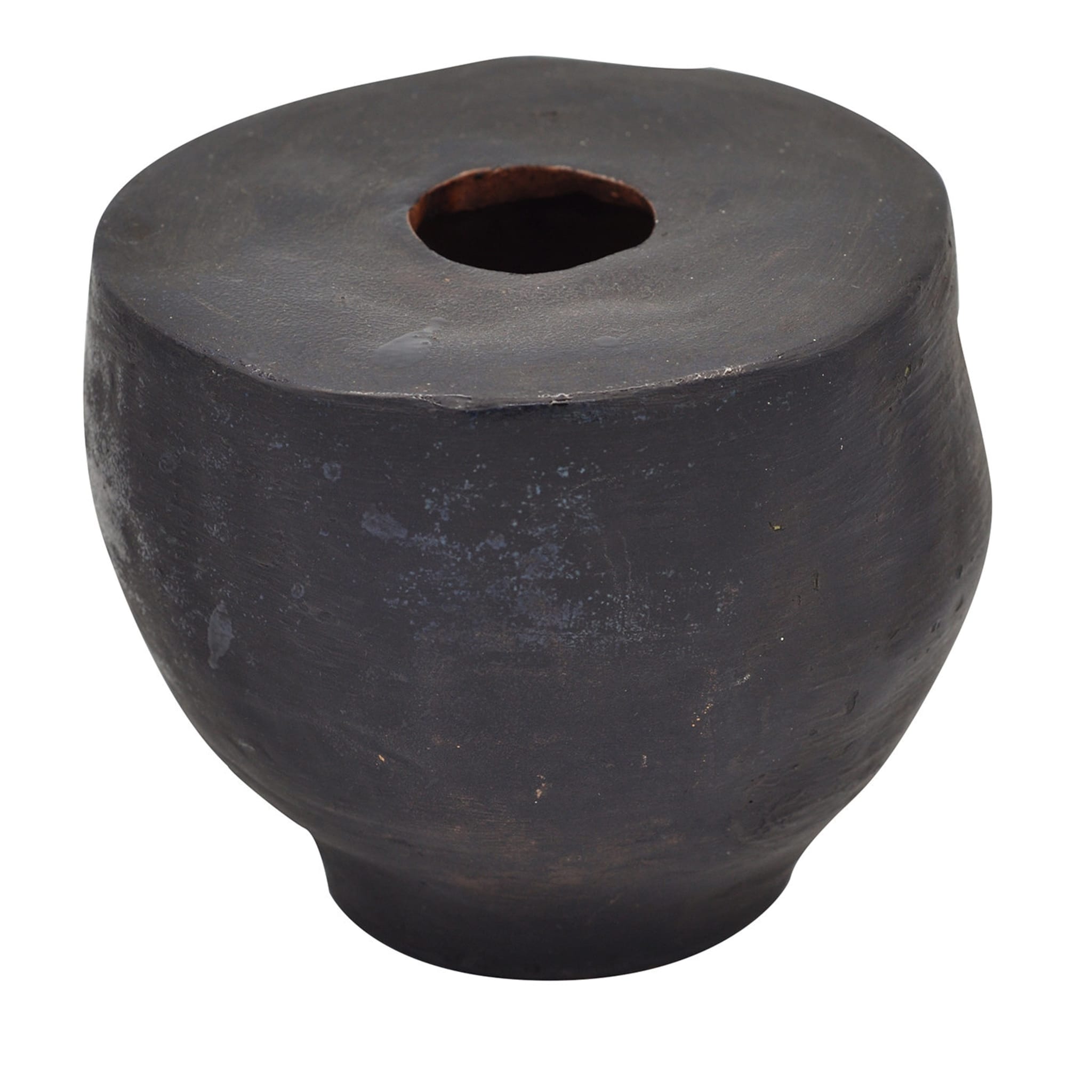 Schwarze Vase mit flacher Mündung - Hauptansicht