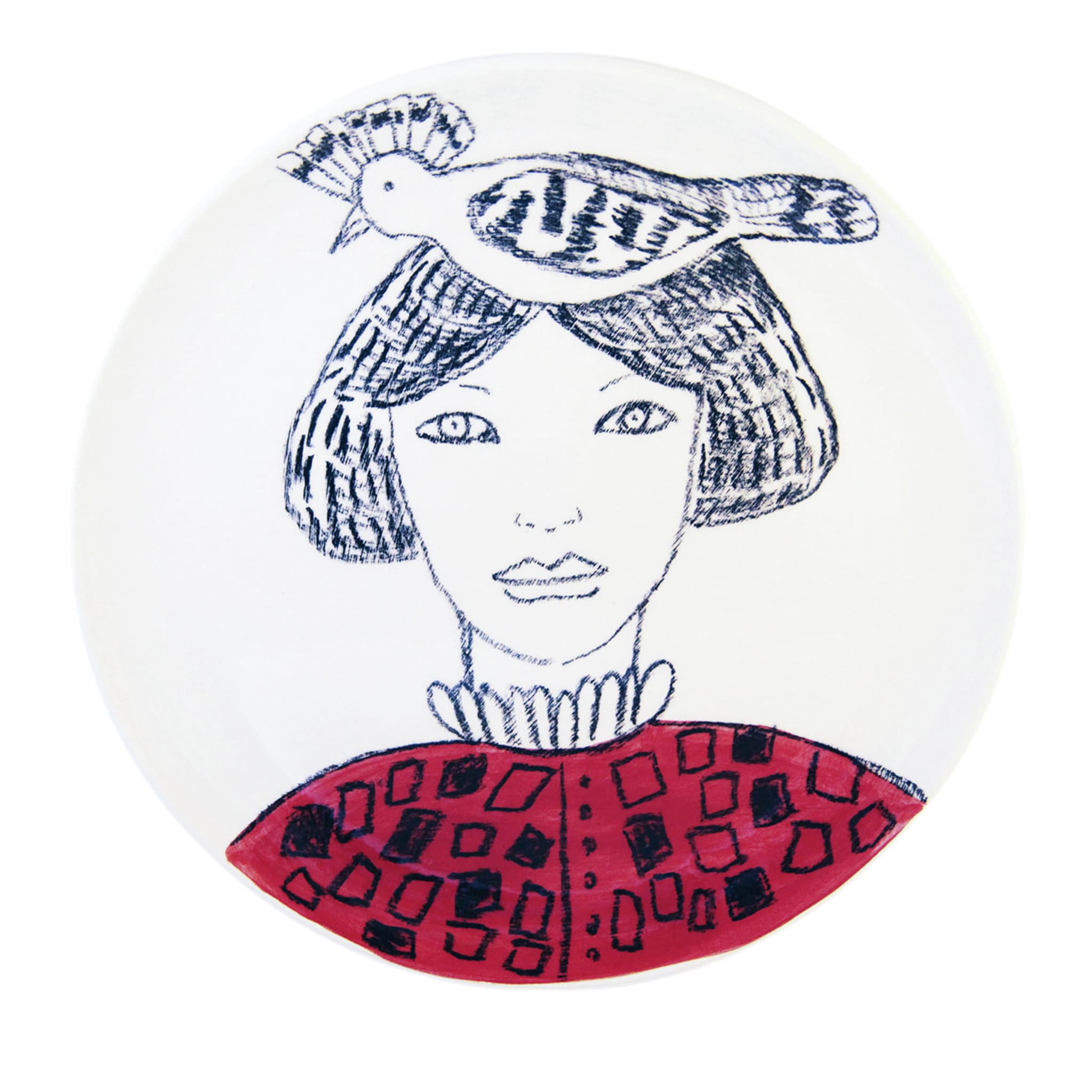 Placa decorativa de mujer con abubilla - Vista principal