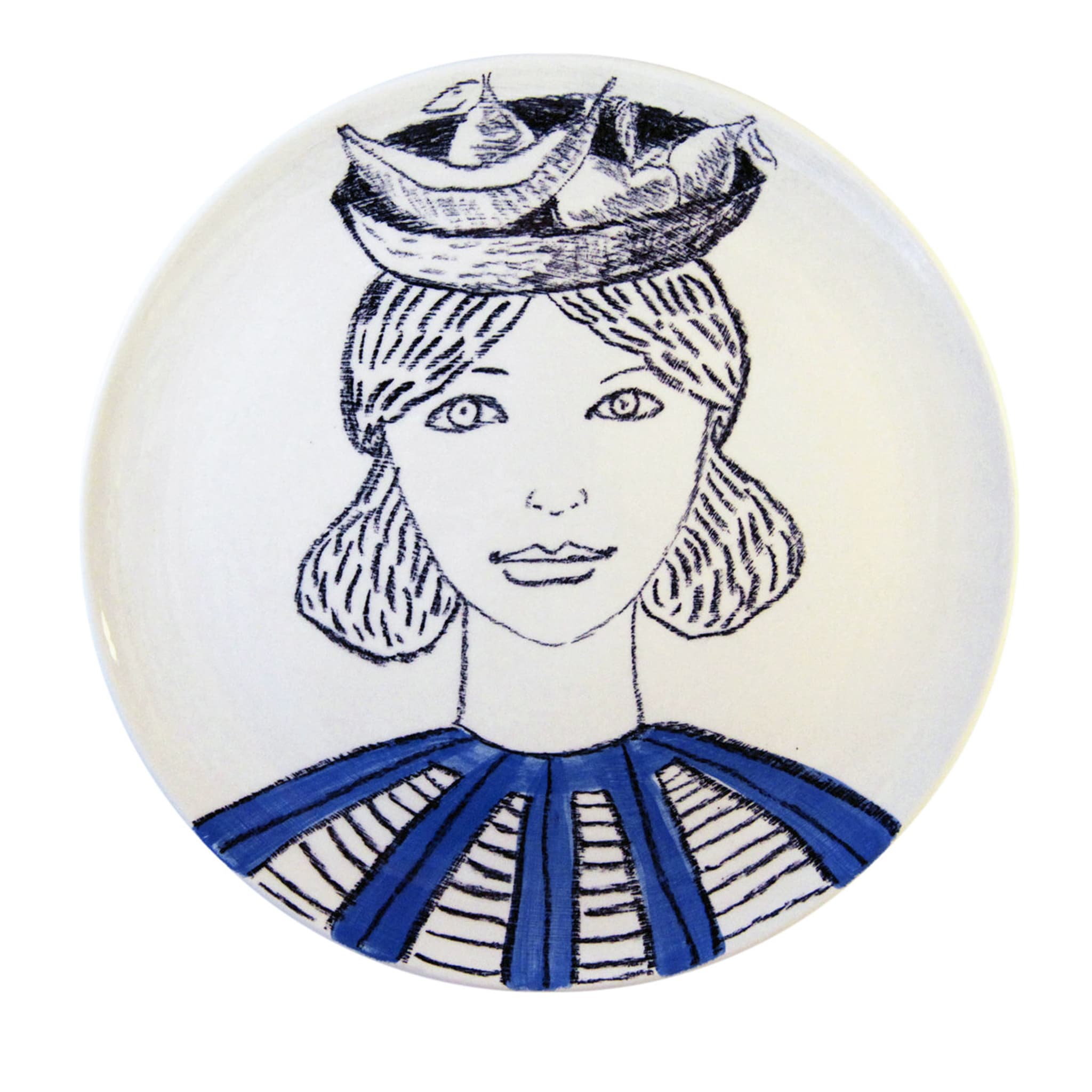 Damsel with Fruit Basket Decorative Plate - Main view