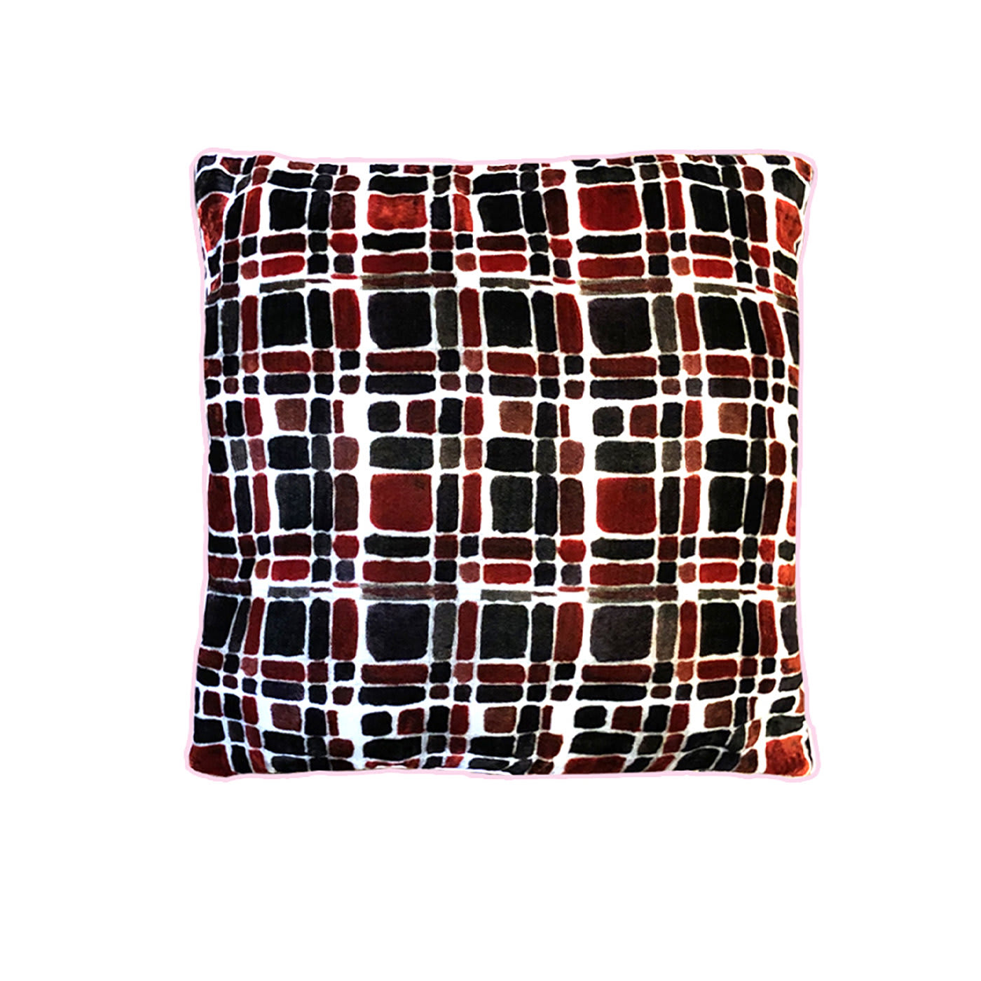 Piastrelle Red and Black Velvet Cushion - Colomba Leddi