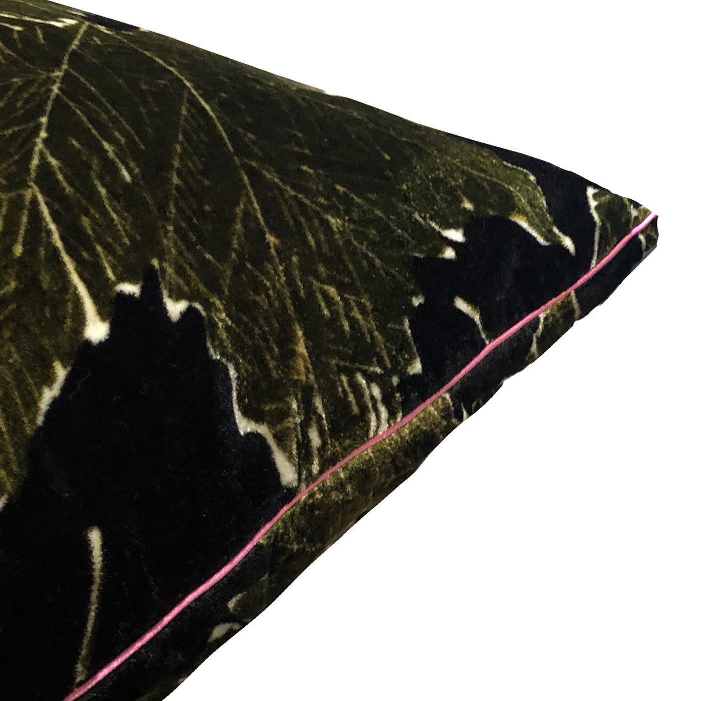 Camouflage Brown Velvet Cushion with Green Leaf  - Colomba Leddi