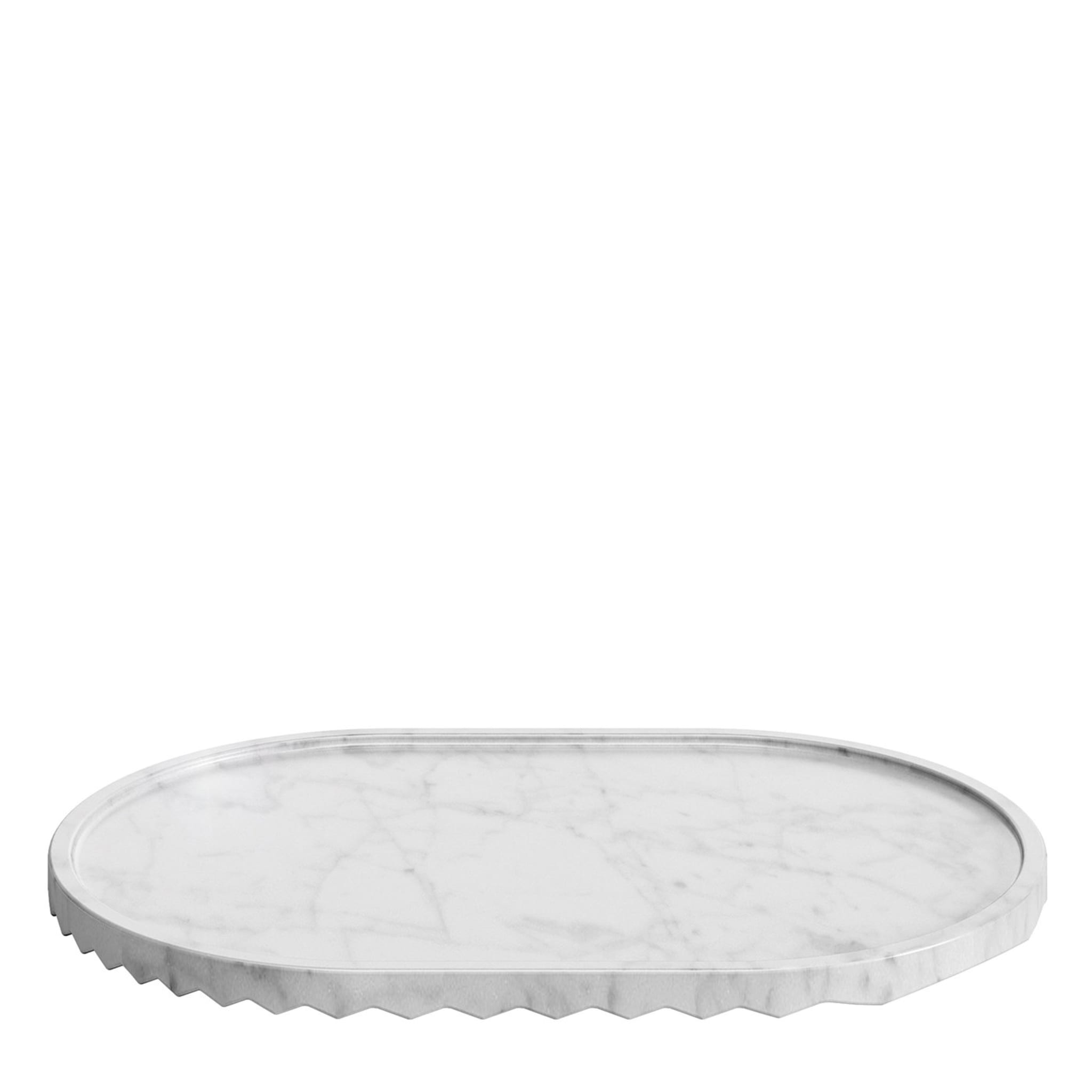 Retroguardia ZigZag Oval Weiß Carrara Tablett - Hauptansicht