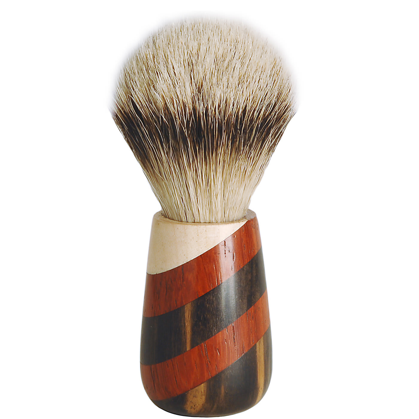 Striped Shaving Brush in Ebony, Padauk and Maple Wood - Stefano Raffa