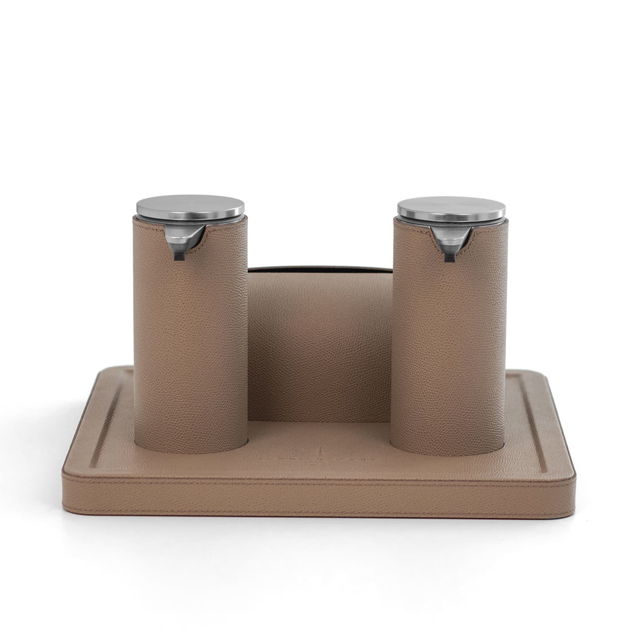 Igea Taupe Ledertablett mit 2 Spendern und Tissue Box Cover - Alternative Ansicht 1