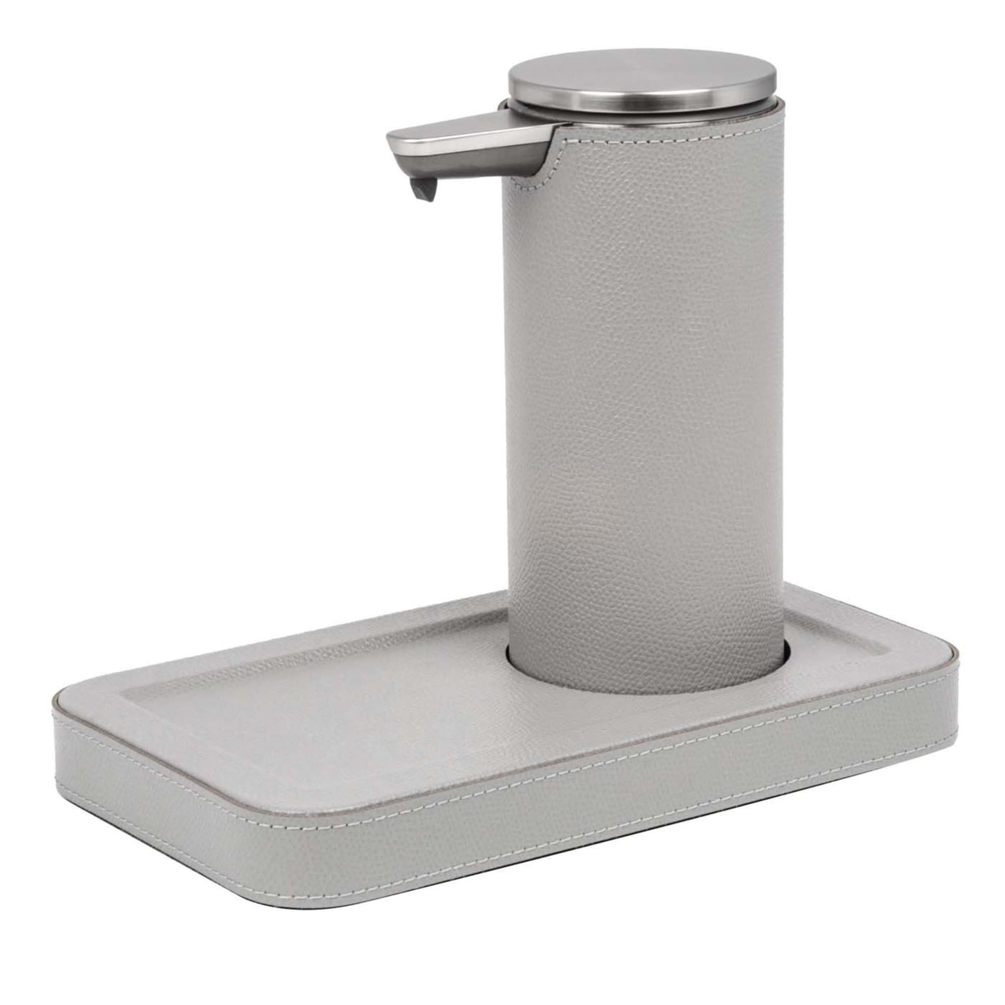 Igea Light Gray Leather Automatic Dispenser with Tray - Main view