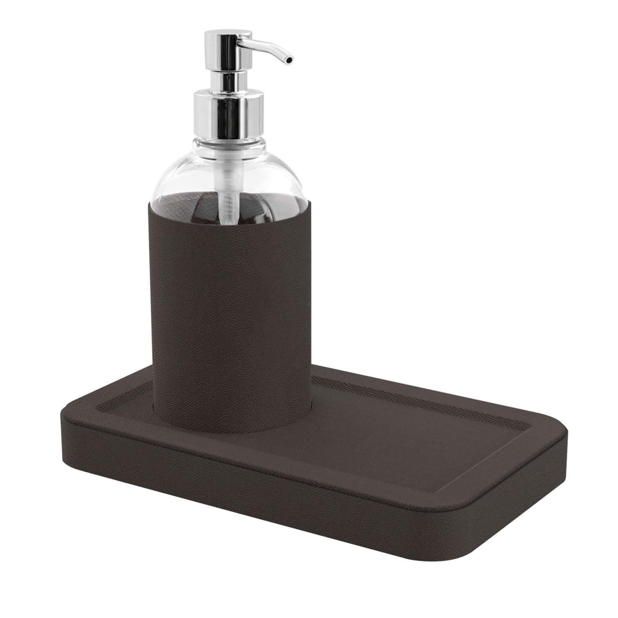 Igea Gray Leather Dispenser with Tray  - Main view
