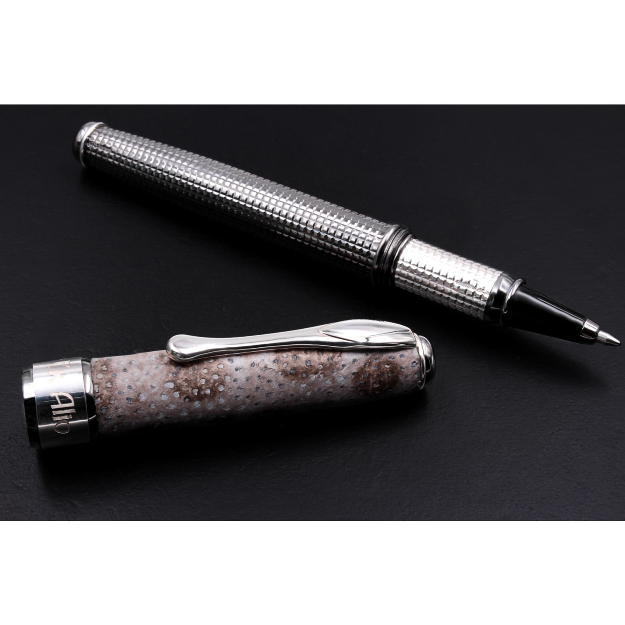 Silver/Deep-Sea Fish Leather Ballpoint Pen - Alternative view 1