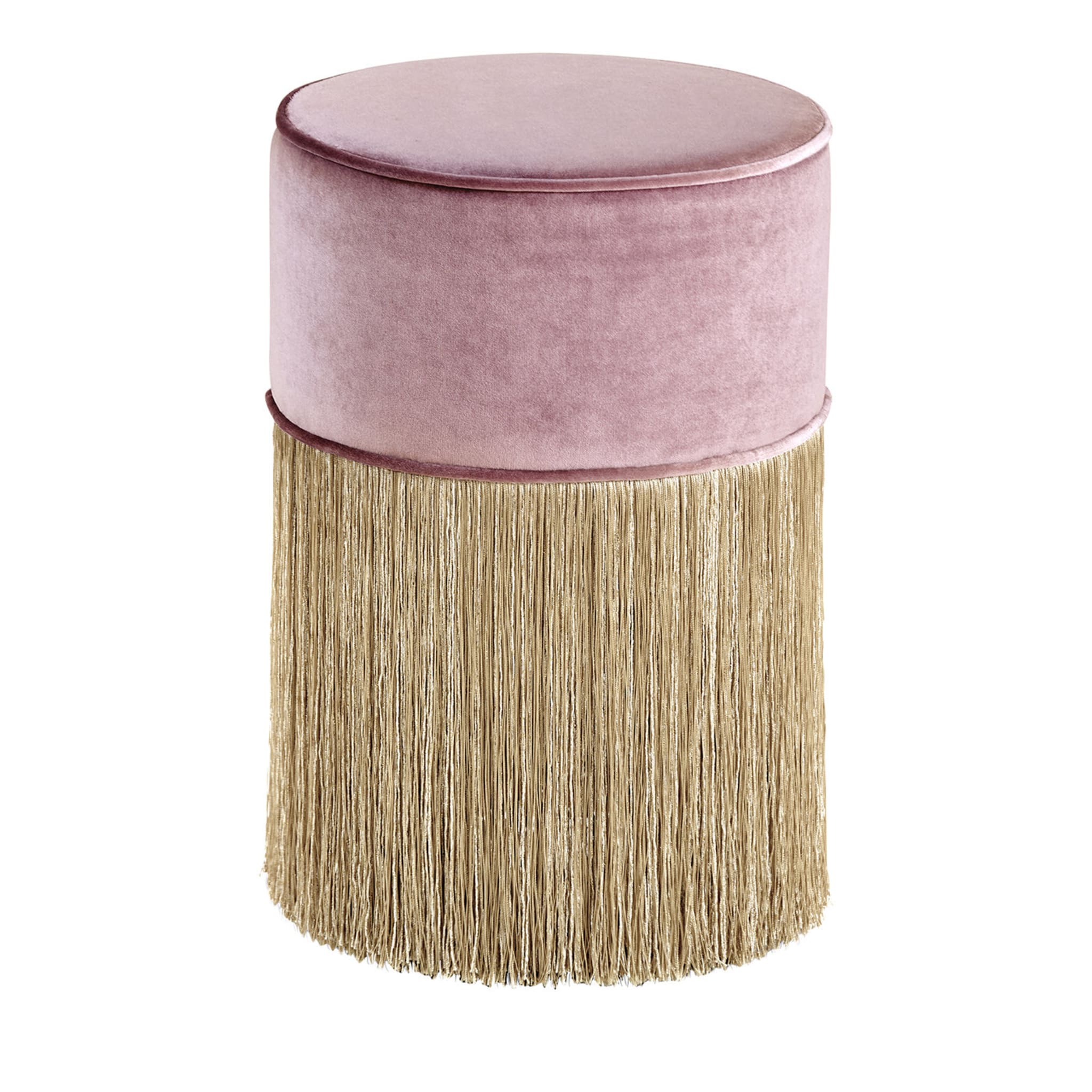 Sparkle Pink Pouf with Gold Fringe - Main view