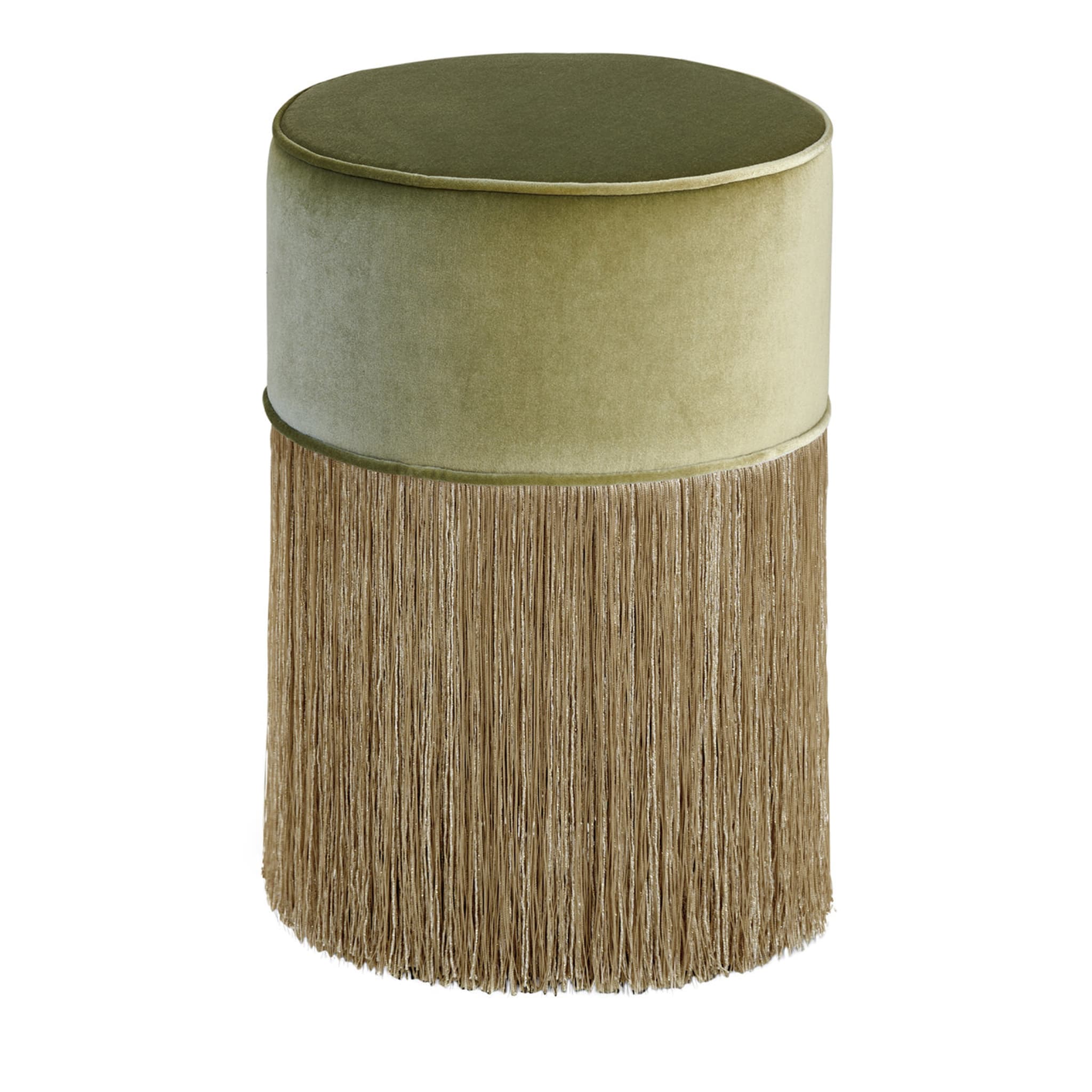 Sparkle Green Pouf with Gold Fringe - Main view