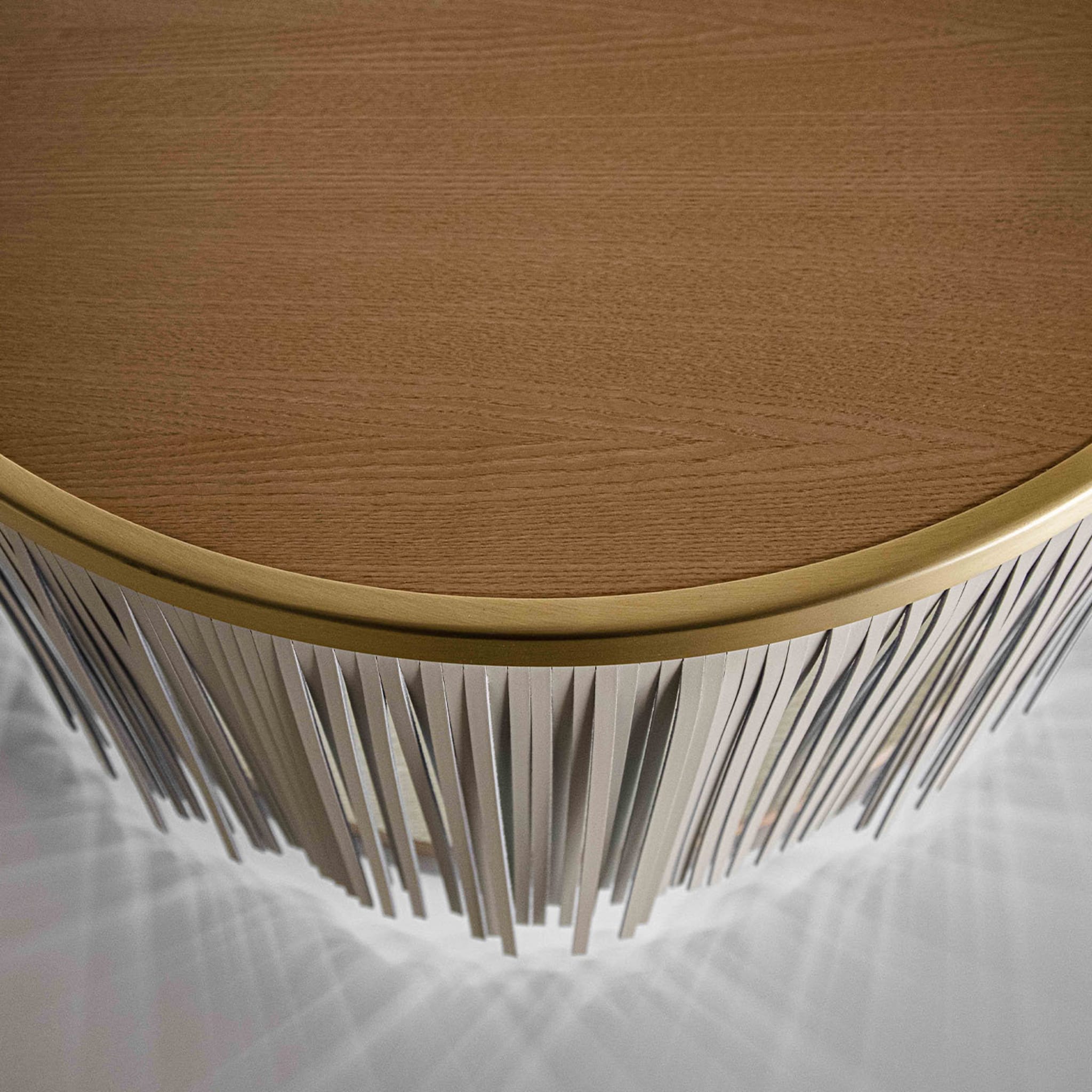 Indian Ash Coffee Table with Gray Leather Fringe - Alternative view 3