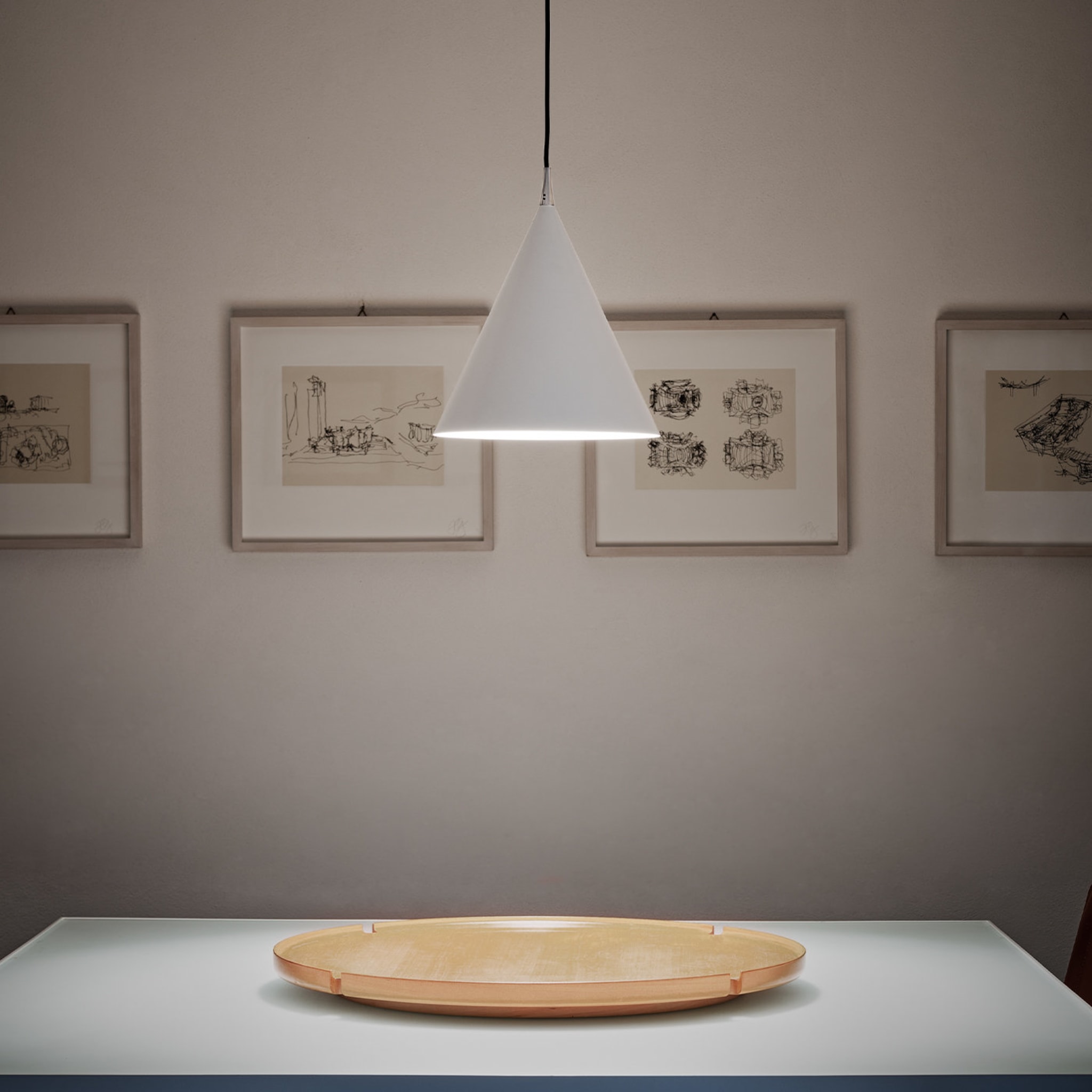 Cono Large White Pendant Lamp by Carlo Guglielmi - Alternative view 1