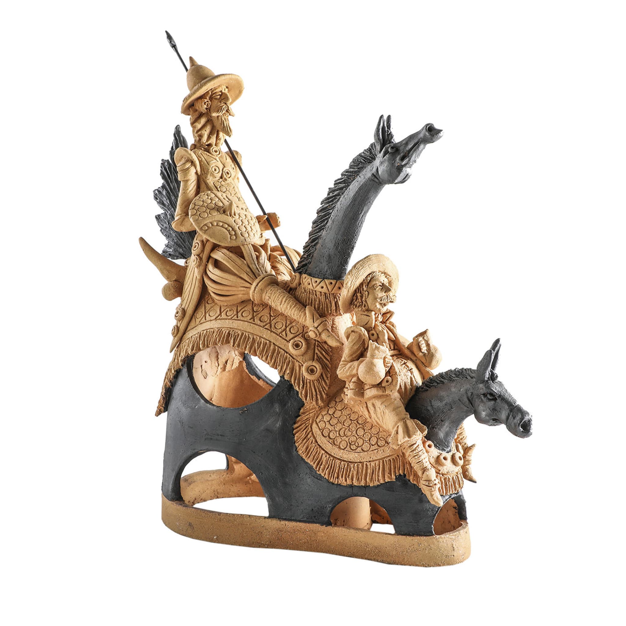 Hussar And Countryman On Horses Two-Tone Sculpture  - Main view
