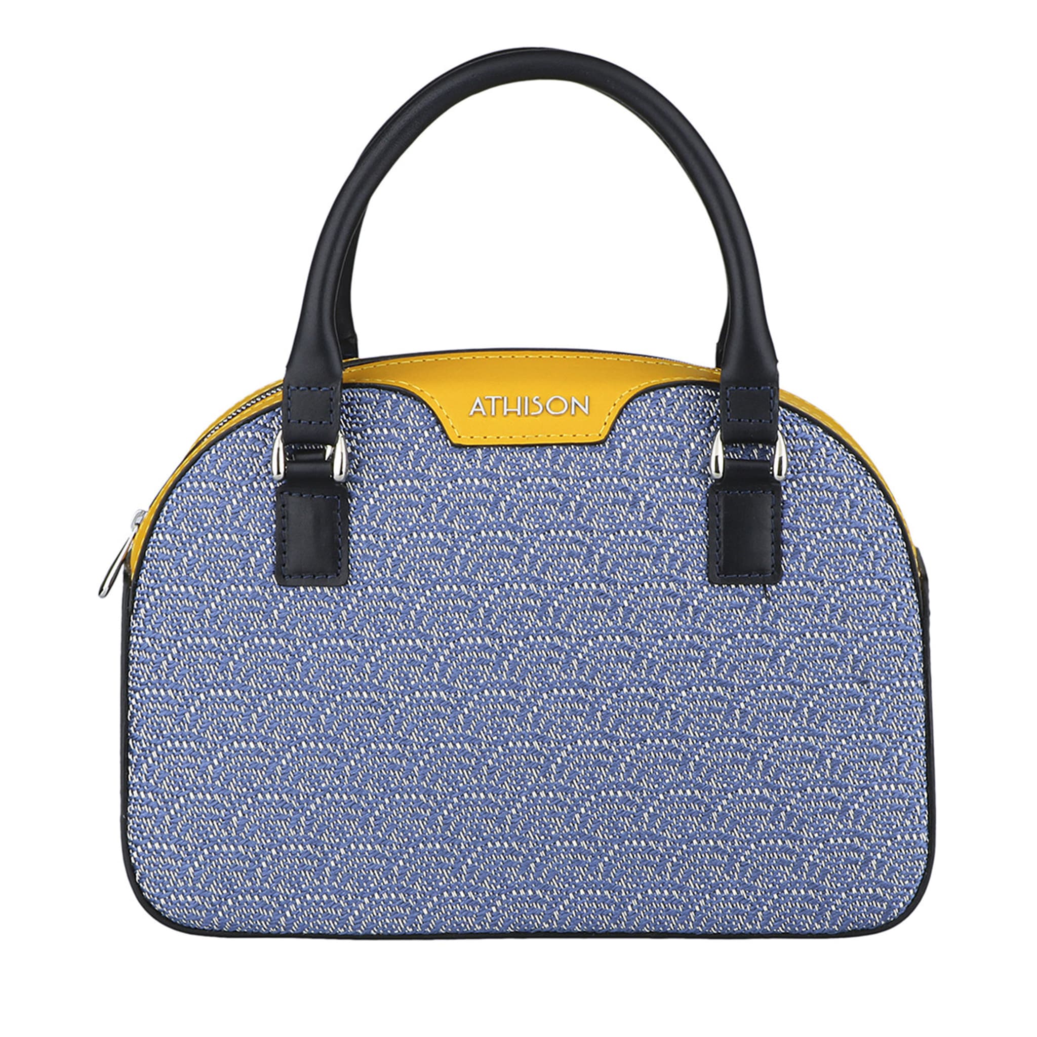 Leather Crossbody Bag “Stresa” - Yellow and Light Blue - Main view