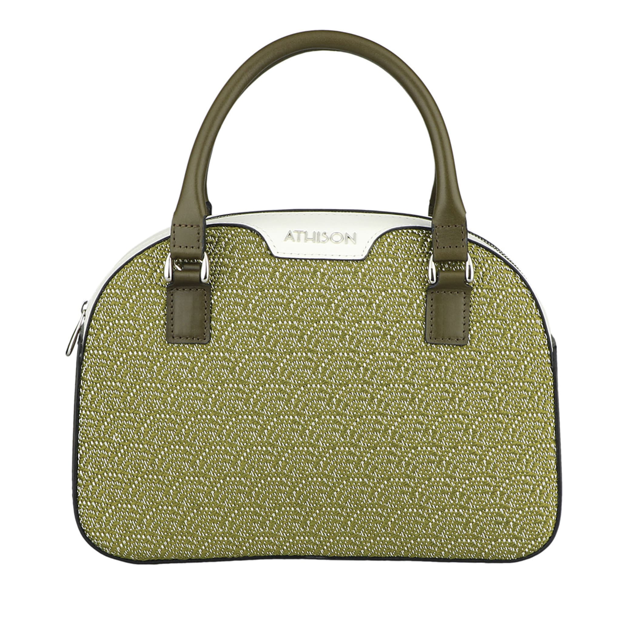 Leather Crossbody Bag “Stresa” - Green and White - Main view
