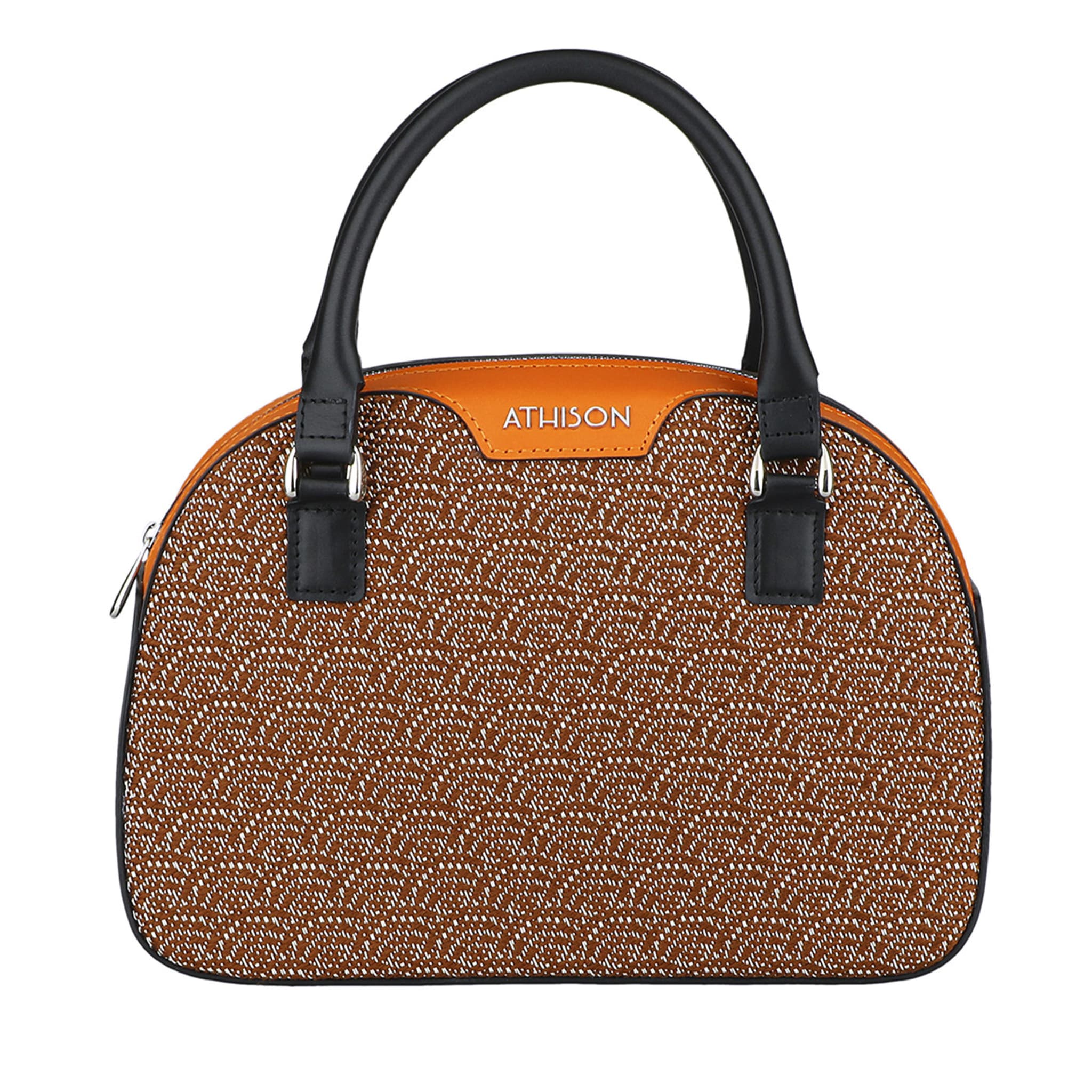Leather Crossbody Bag “Stresa” - Orange and Black - Main view