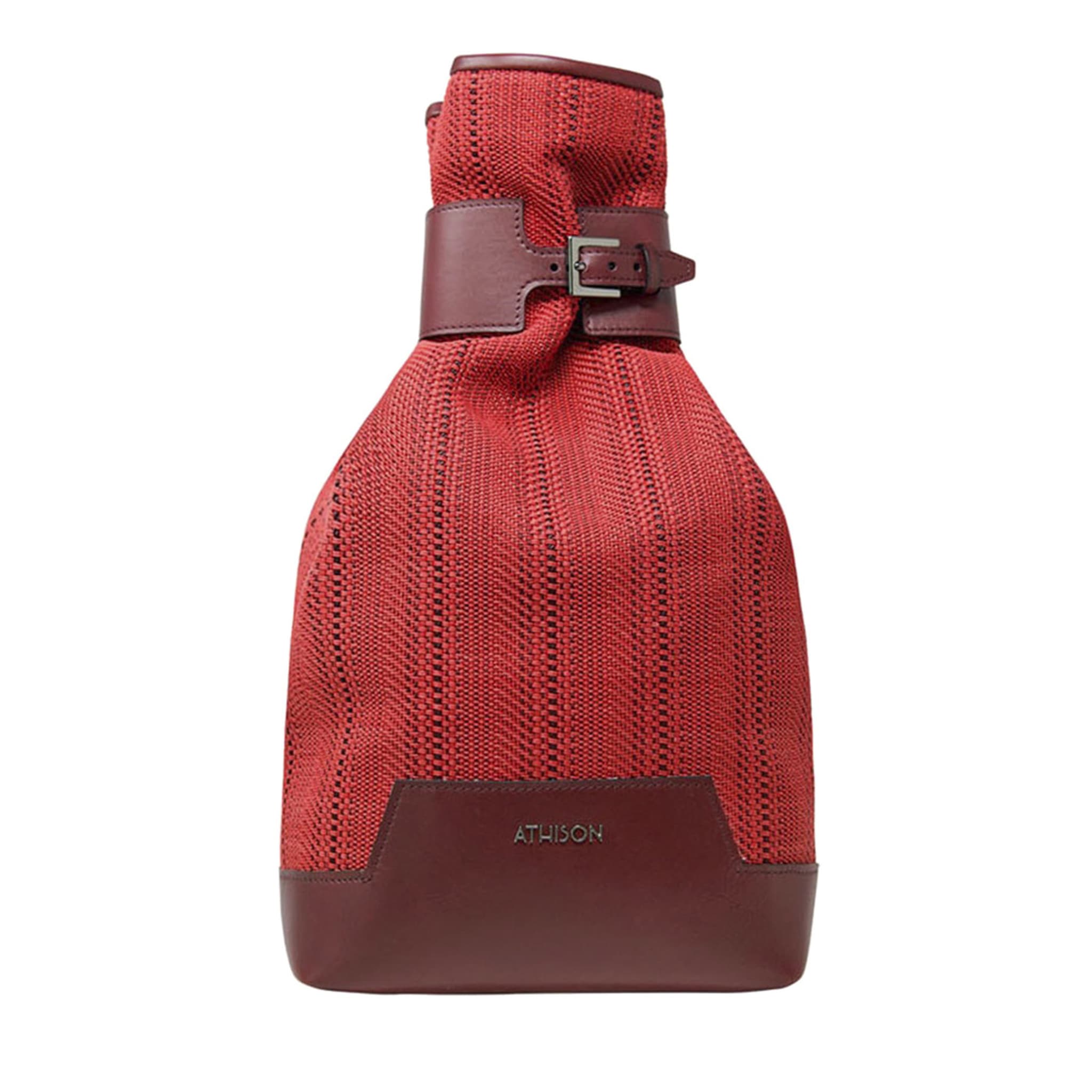 Leather and Braided Cotton Backpack “Veglia” - Red - Main view
