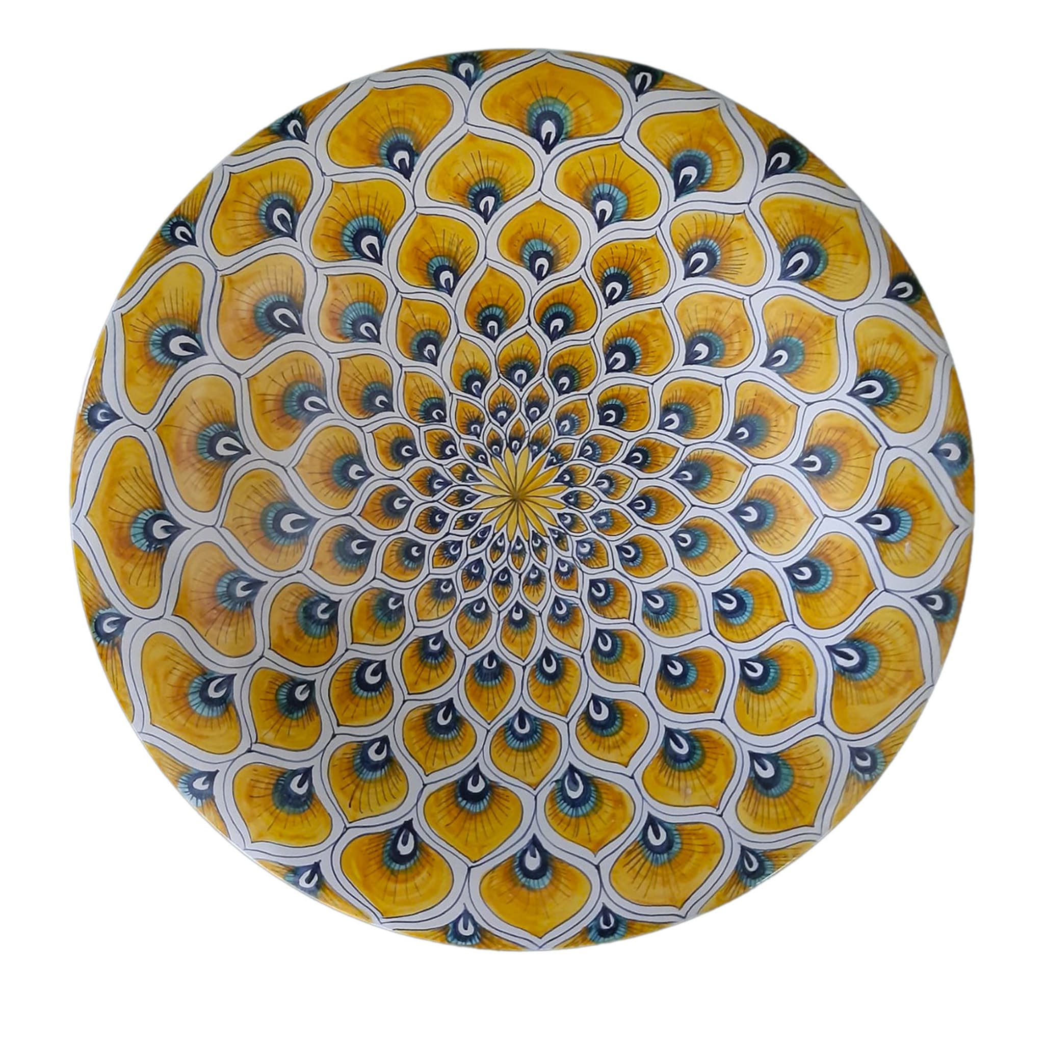 Gelbe Pfauenfeder ⌀ 40 cm Dekorativer Teller - Hauptansicht