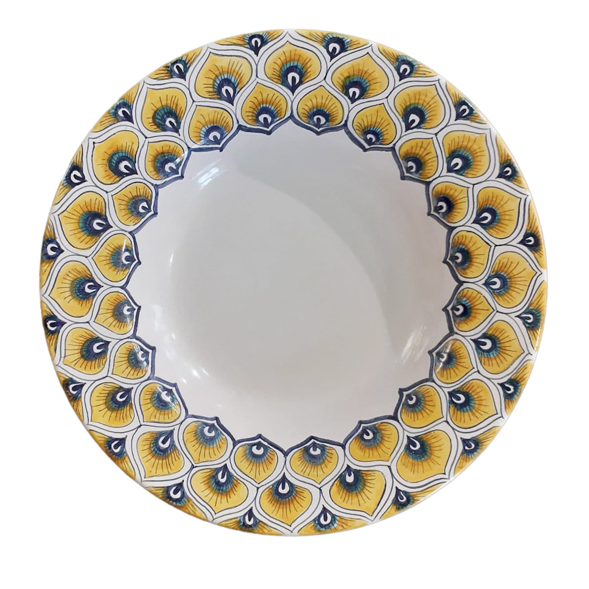 Yellow Peacock Feather Soup Plate - Main view