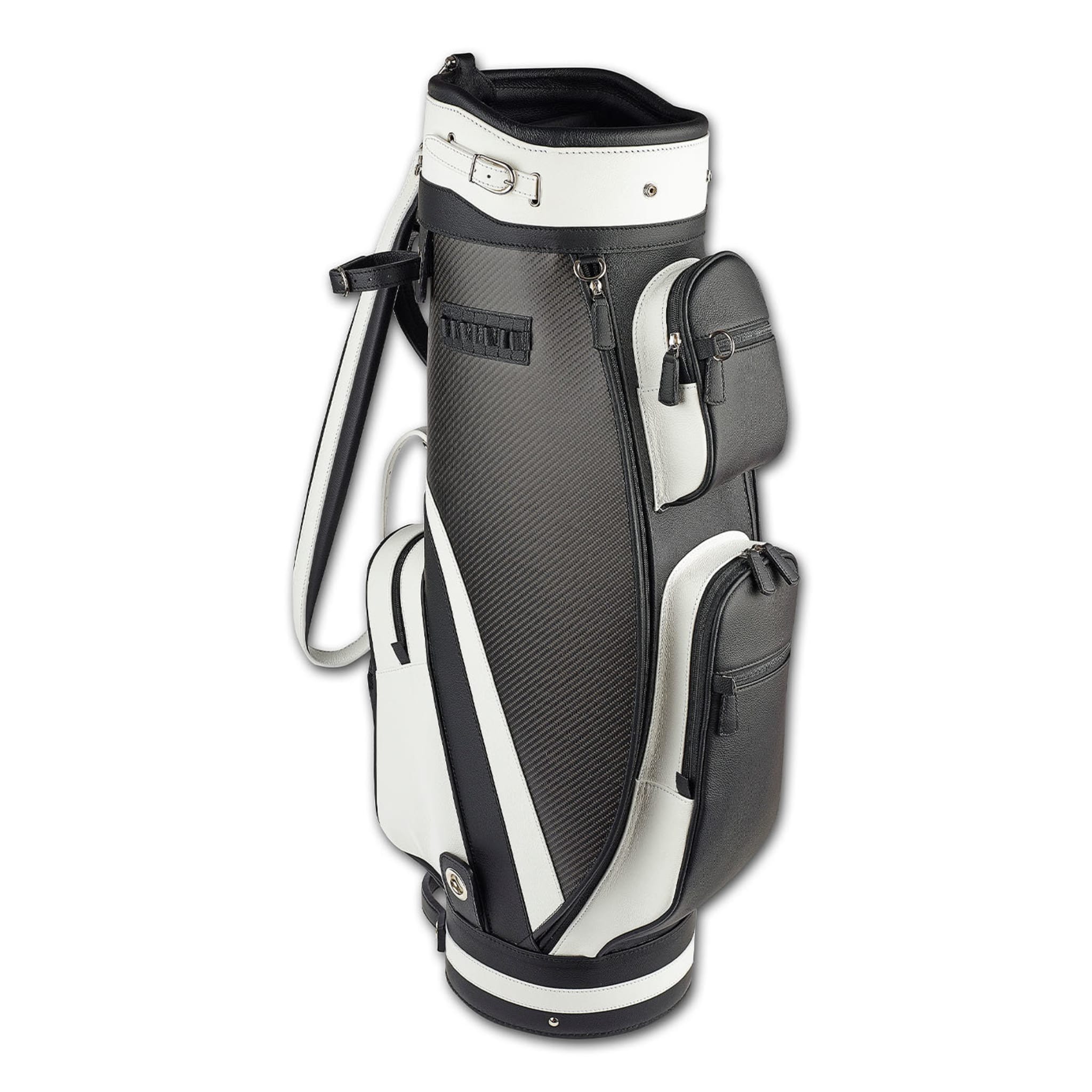 Schwarze und weiße Golftasche aus Kalbsleder - Alternative Ansicht 1