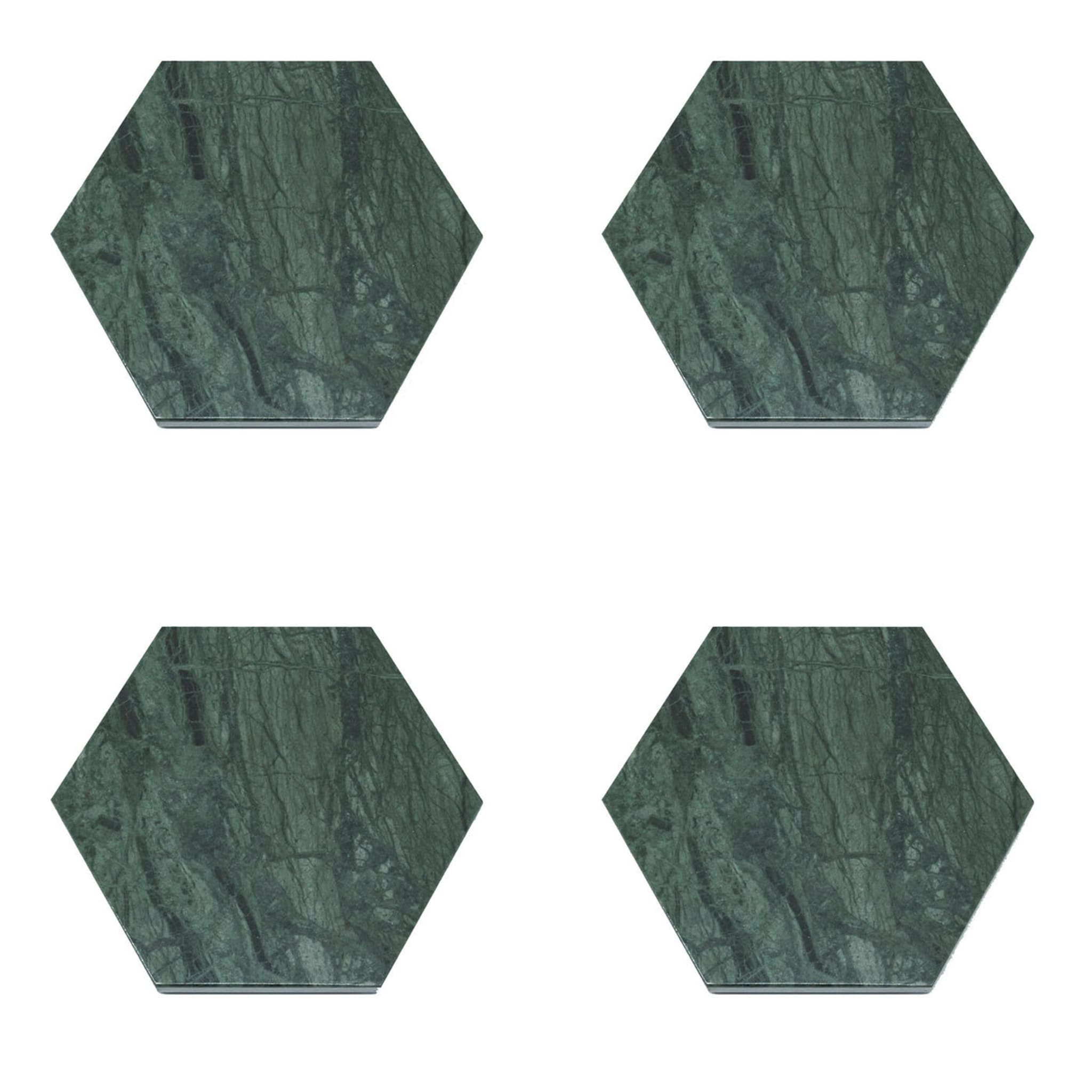 Juego de 4 posavasos hexagonales de mármol verde - Vista principal