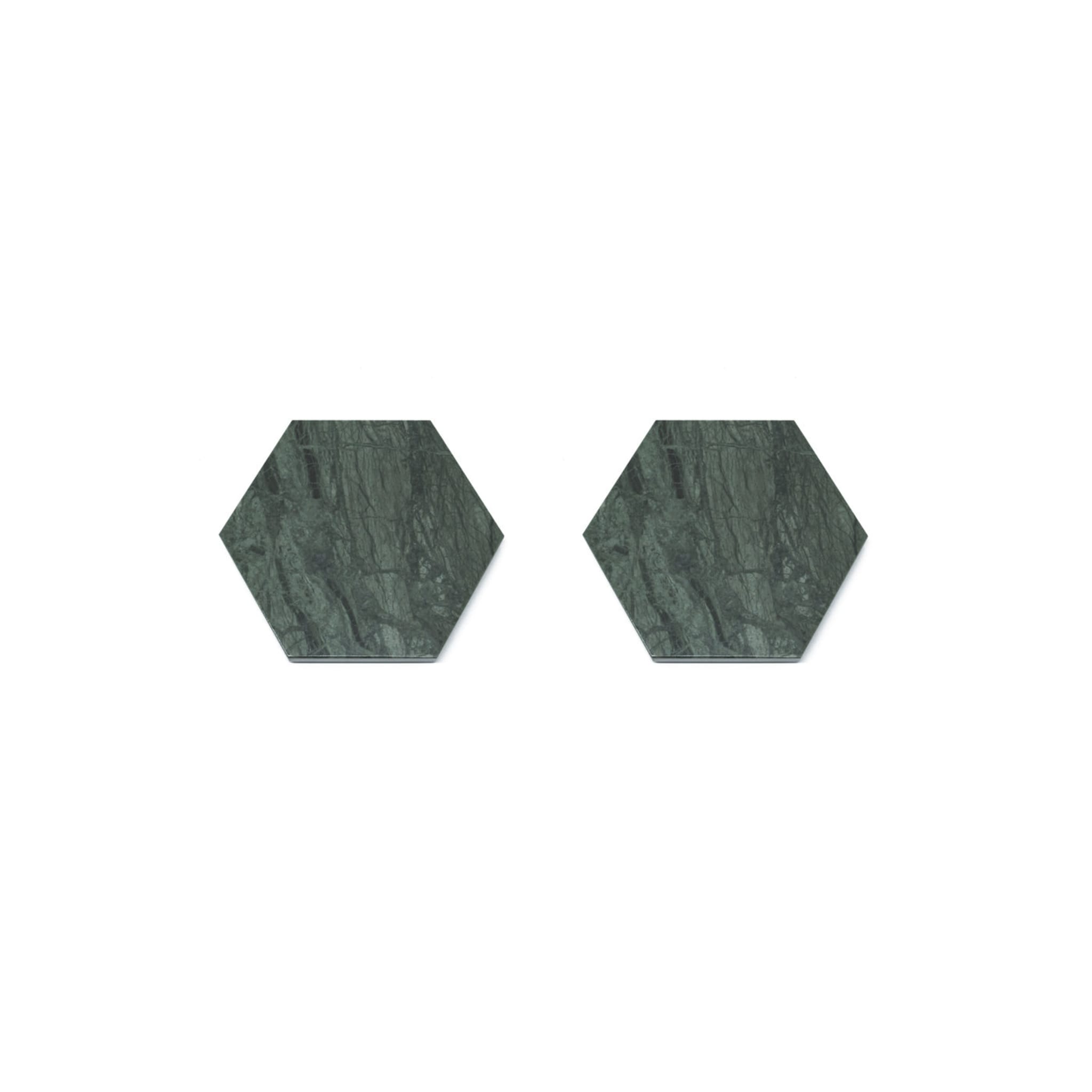 Set of 4 Hexagonal Coasters in Green Marble - Alternative view 1