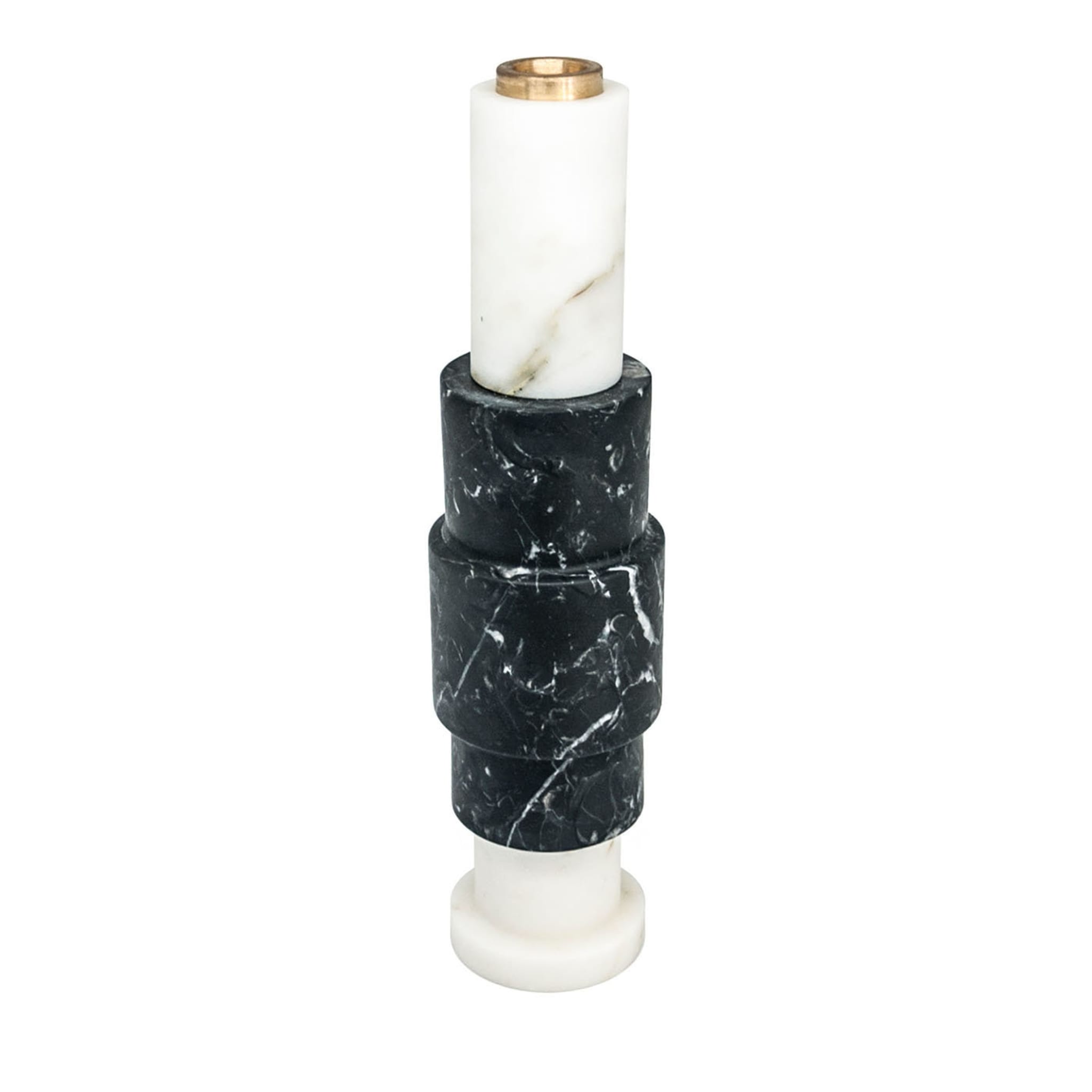 Tall Black and White Marble Candleholder by Jacopo Simonetti - Main view