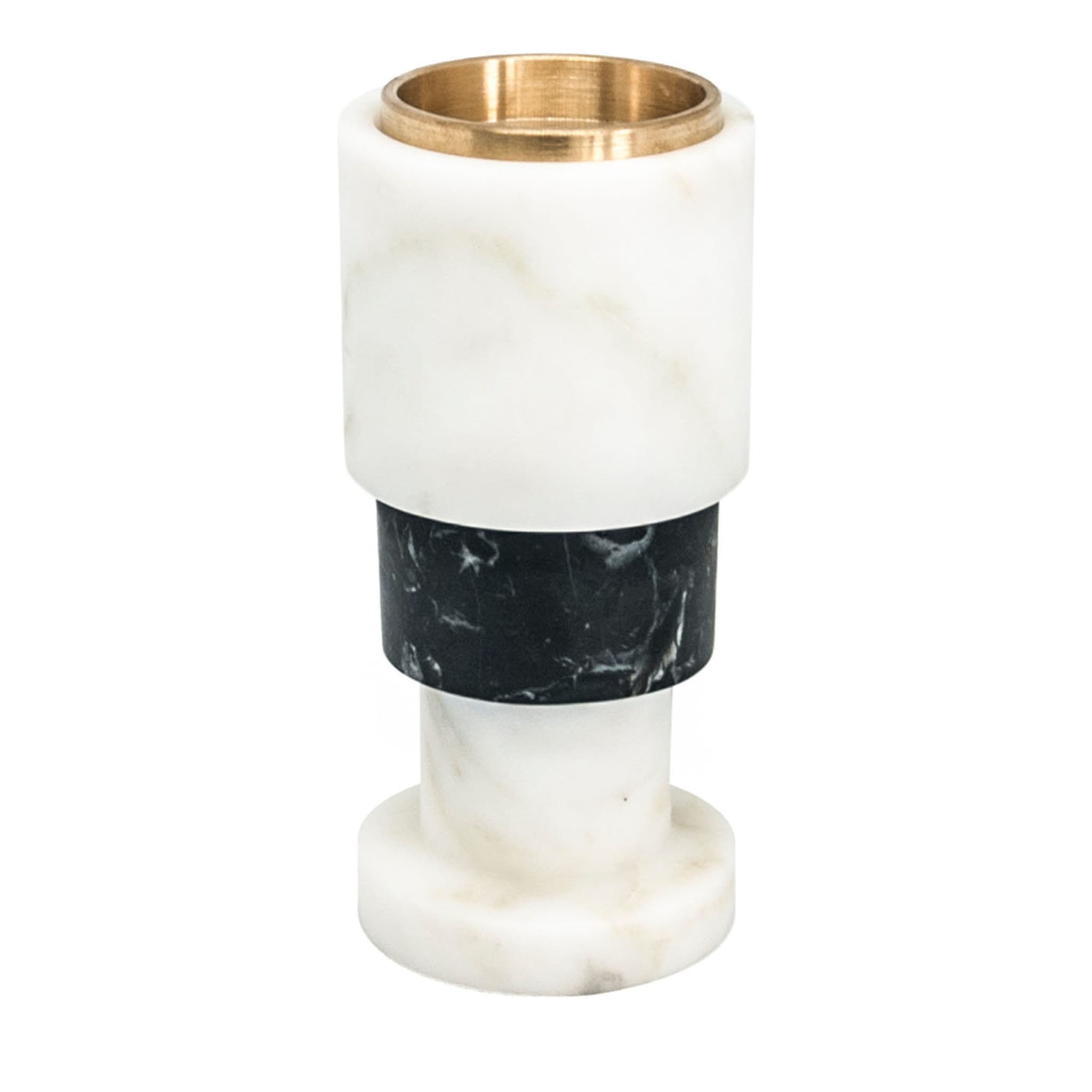 Small Black and White Marble Candleholder by Jacopo Simonetti - Main view