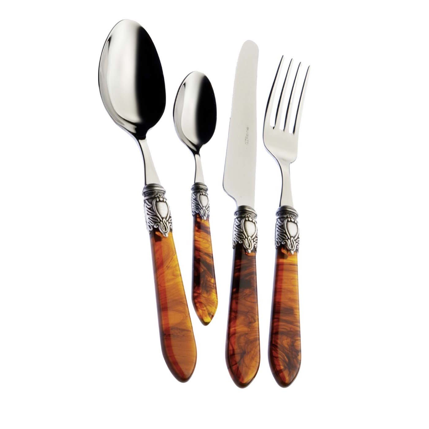 Oxford 24-Piece Cutlery Set in Amber with Box - Casa Bugatti